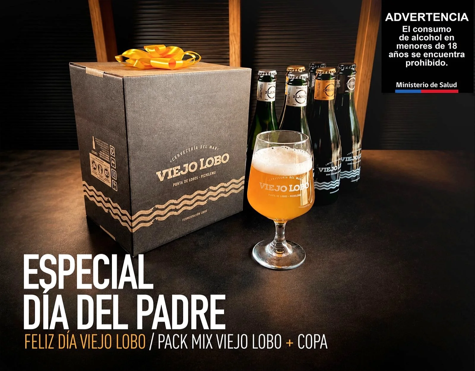 Este D&iacute;a del Padre celebra con un regalo inspirado en el mar, el tiempo y nuestro entorno.

🎁 Six Pack Mix de nuestras cervezas emblem&aacute;ticas + Copa Viejo Lobo.
📍 S&oacute;lo en tienda f&iacute;sica (Punta de Lobos, Pichilemu).
⏳ Stock