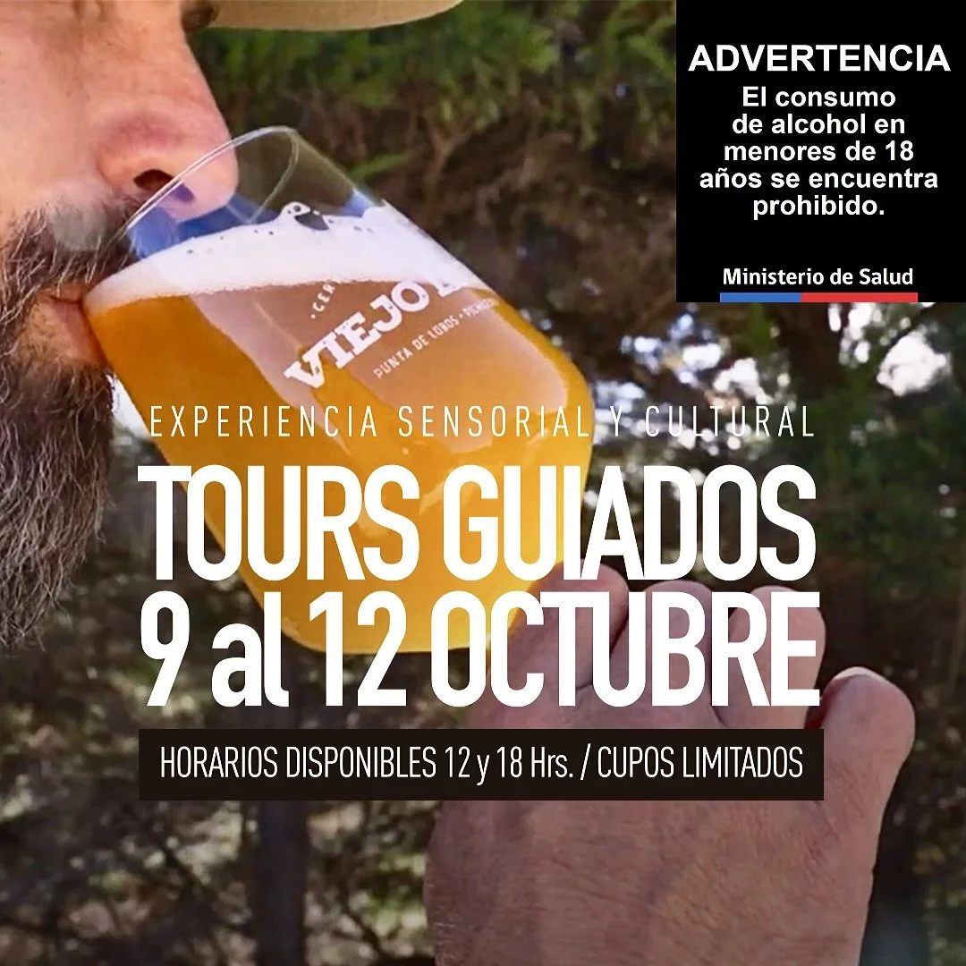 🌊🍻 APROVECHA ESTE FIN DE SEMANA LARGO

Del 9 al 12 de octubre, ven a vivir una experiencia &uacute;nica en Punta de Lobos.

Tours guiados Viejo Lobo
🕛 12:00 o 18:00 hrs.
Cupos limitados.

Ven a conocer d&oacute;nde nace Viejo Lobo y descubre nuest