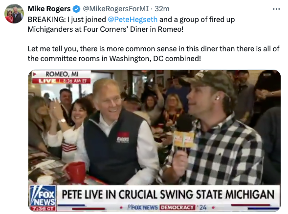 Mike Rogers Joins a Fired Up Diner on Fox and Friends