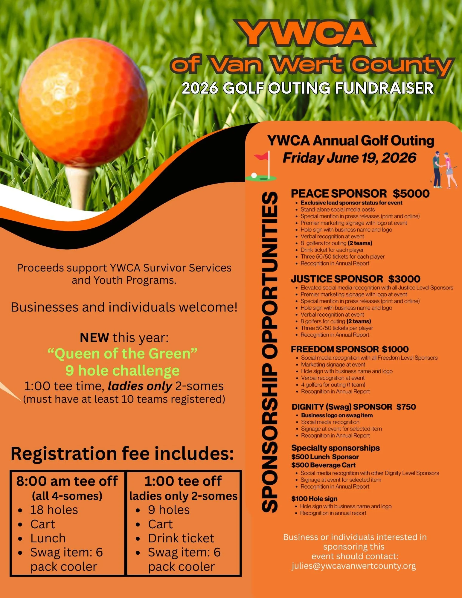 Sponsor levels, flight times and team information.