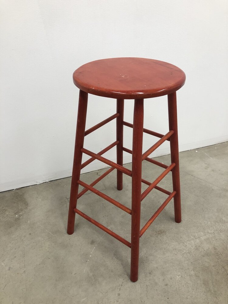 FS045 Red Stained Wood Stool