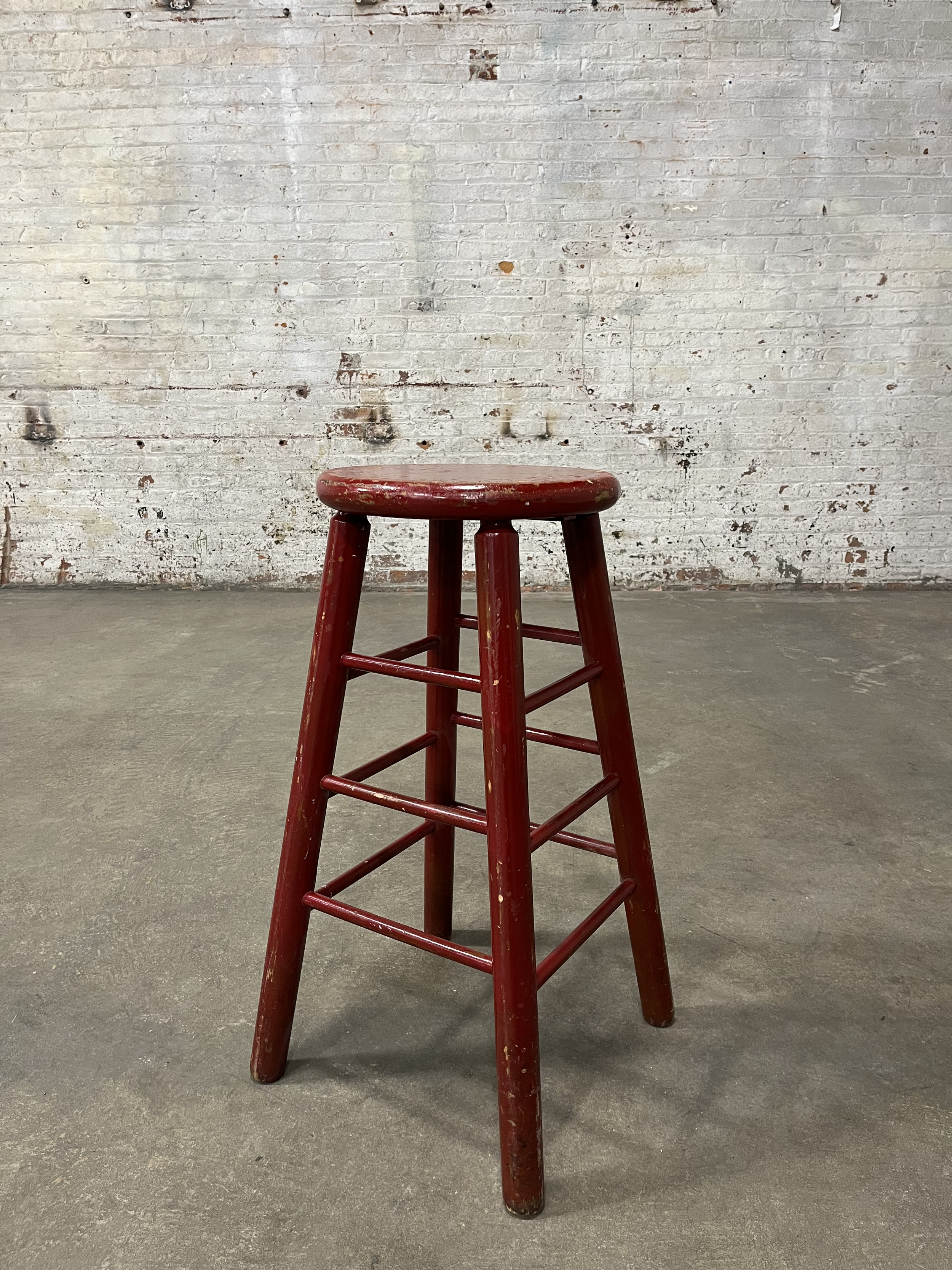 FS044-PS Deep Red Wood Stool