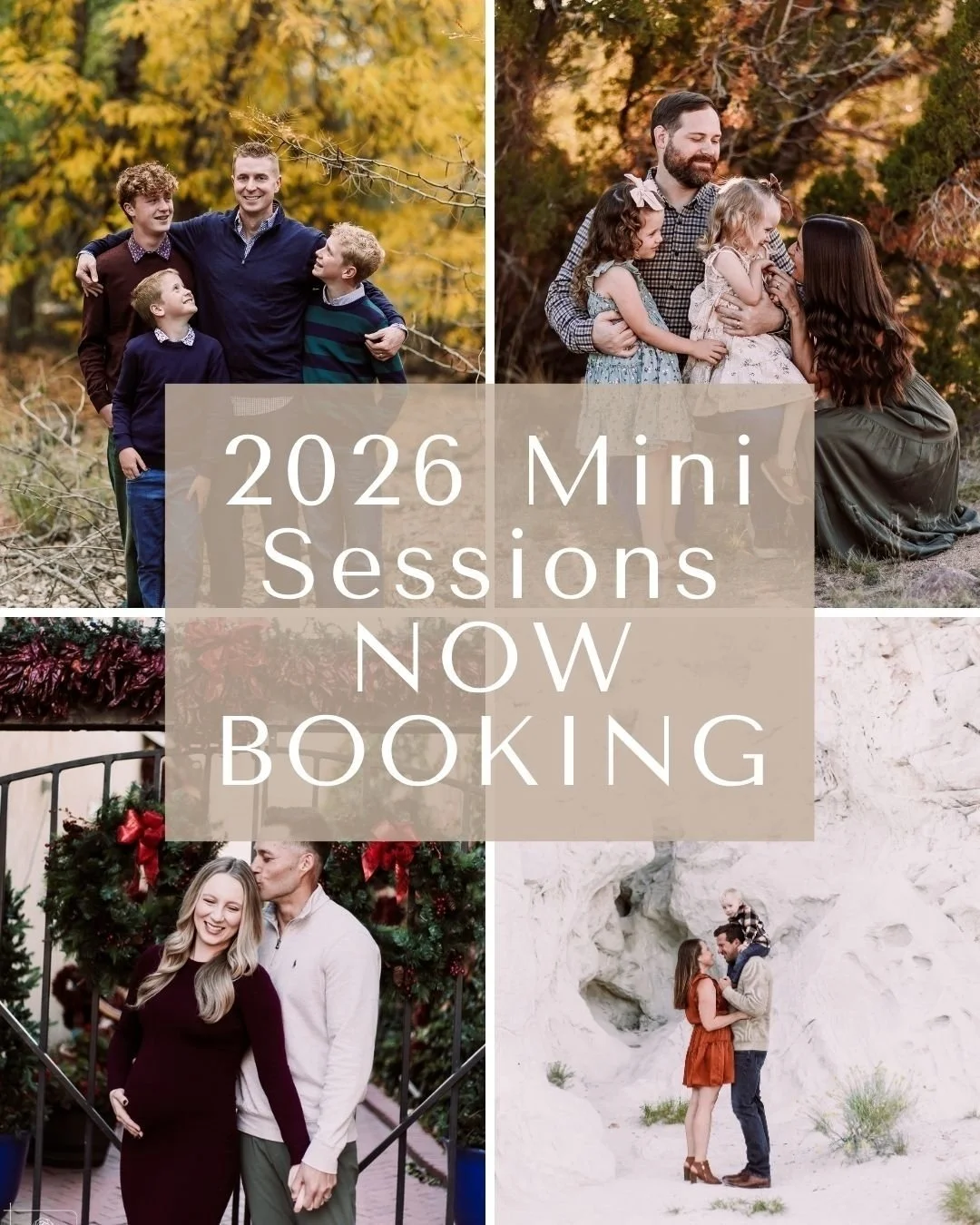 🎉 The wait is over!

The rest of my 2026 mini sessions are officially open for booking!

Whether you're looking for family photos, Christmas portraits, Kids Personality Sessions, Glitter Minis, or a beautiful mountain backdrop, now is the time to re