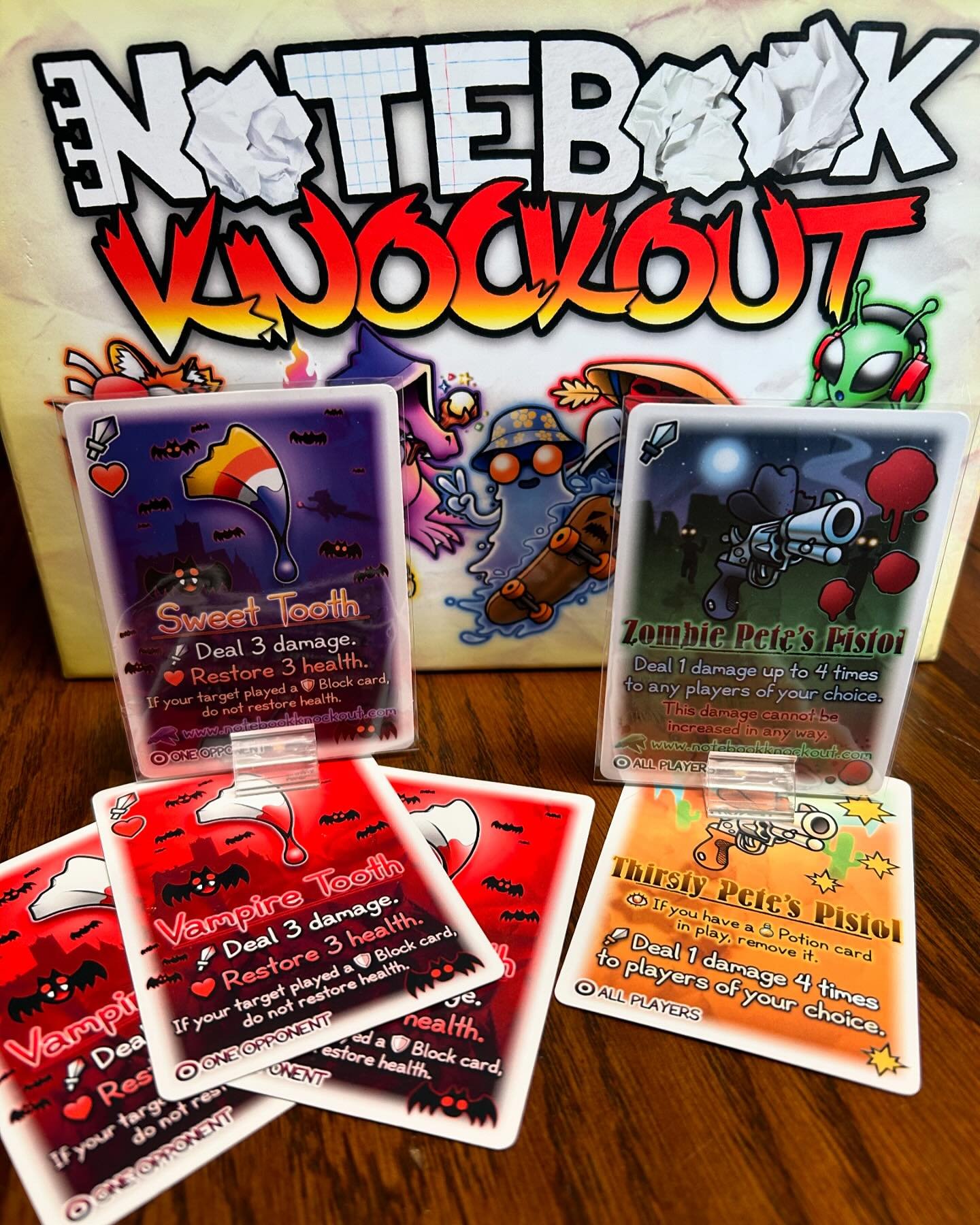 If you come see us at #TORG this weekend, we have not one, but TWO special edition #notebookknockout Halloween themed promo cards! One for playing with us, and one for following the new kickstarter project page so you can be the first to know when we