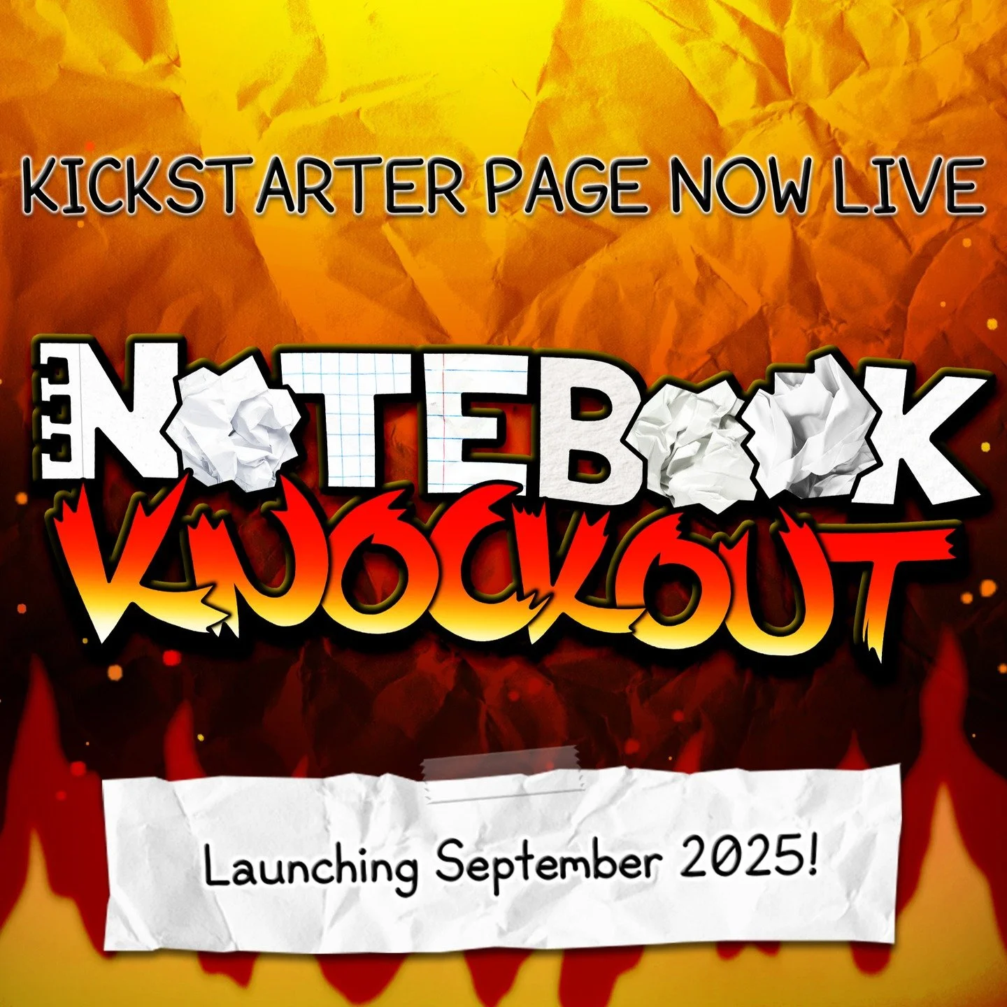 LINK IN THE LINKTREE AND BIO - TELL YOUR FRIENDS!
Your eyes do not deceive you! That's right, after years of hard work and rigorous play-testing, the Kickstarter page for Notebook Knockout is NOW LIVE TO FOLLOW!!
We are just putting on the finishin