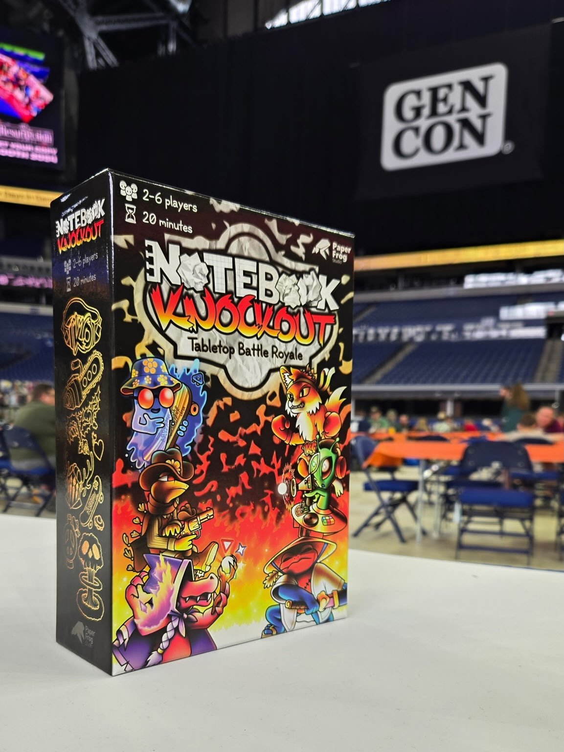Notebook Knockout made a guest appearance this year at @gen_con along side so many other great games and great people at the @cavernhold booth in Lucas Oil Stadium! We had a blast hanging out and putting on our first organized play events. See you al