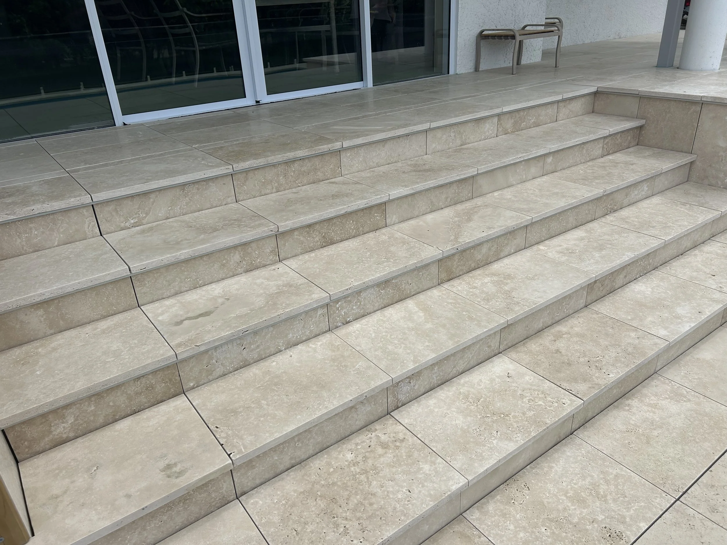 Classic Travertine Square Edge Steps with 610 x 406mm Paving