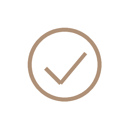 A clock symbol with a checkmark inside it.