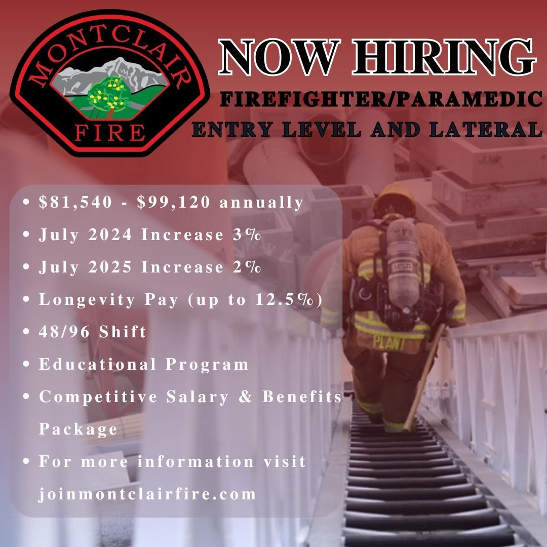 We are now accepting applications for Firefighter/Paramedics Entry Level and Lateral! This position will close at 6:00 pm on May 23, 2024. Apply now to join a growing Fire Department with plentiful career opportunities! For more information visit joi