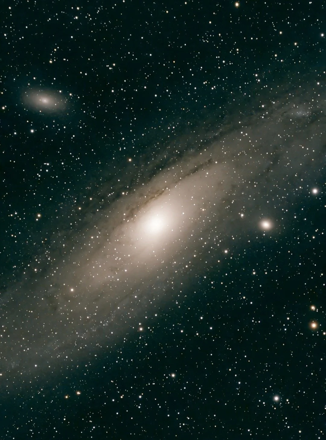 This is a picture of our nearest neighbor galaxy, Andromeda! Next to it to the right is the Triangulum Galaxy, which is a satellite galaxy of Andromeda's. I took this image with my Seestar S30 at Highlights/ @boydsmills this past year.