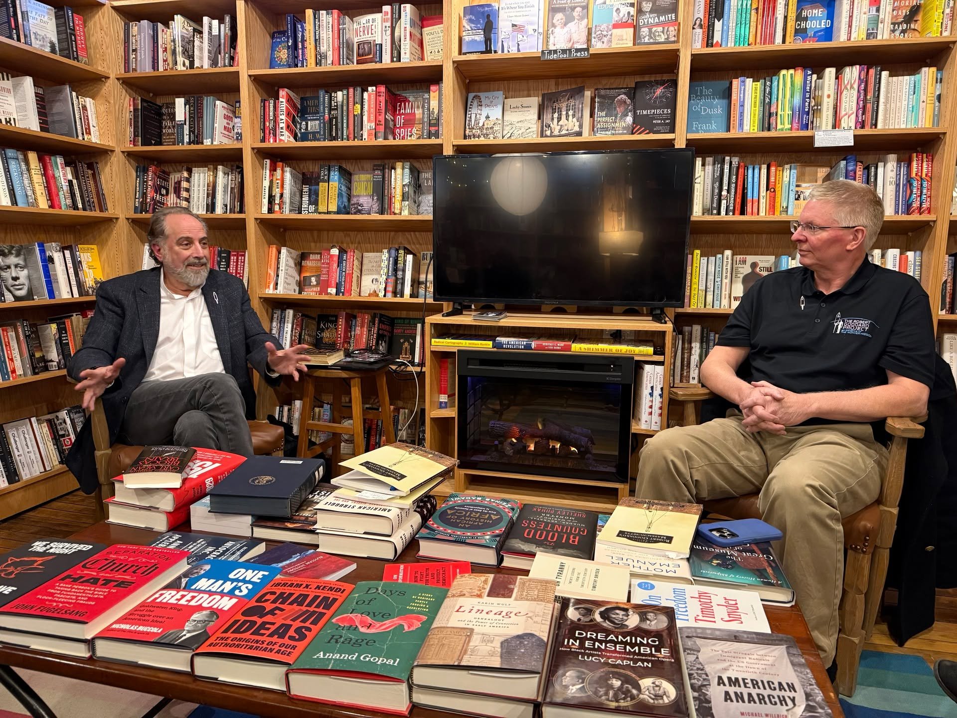 Went to a great author talk/signing last night at @tidepoolbookshop with Charles Slatkin and Kevin Schindler about Robert H. Goddard! We got to preview a short film that will be shown at the Hanover Theater this Sunday as part of the Goddard programm