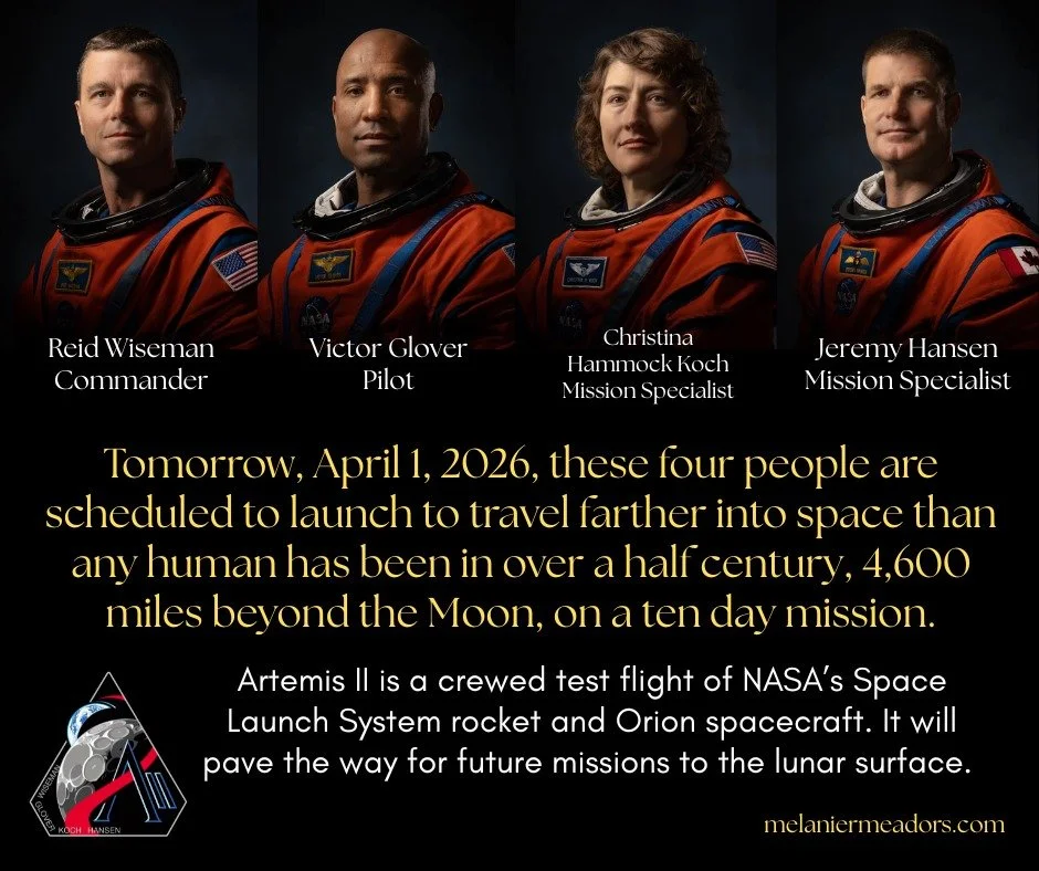 TOMORROW!! is the first scheduled launch day for ARTEMIS II, the first crewed NASA mission to orbit the moon in over HALF A CENTURY (if tomorrow doesn't cooperate, there are other days scheduled as well). The goal is to test out the rocket and spacec