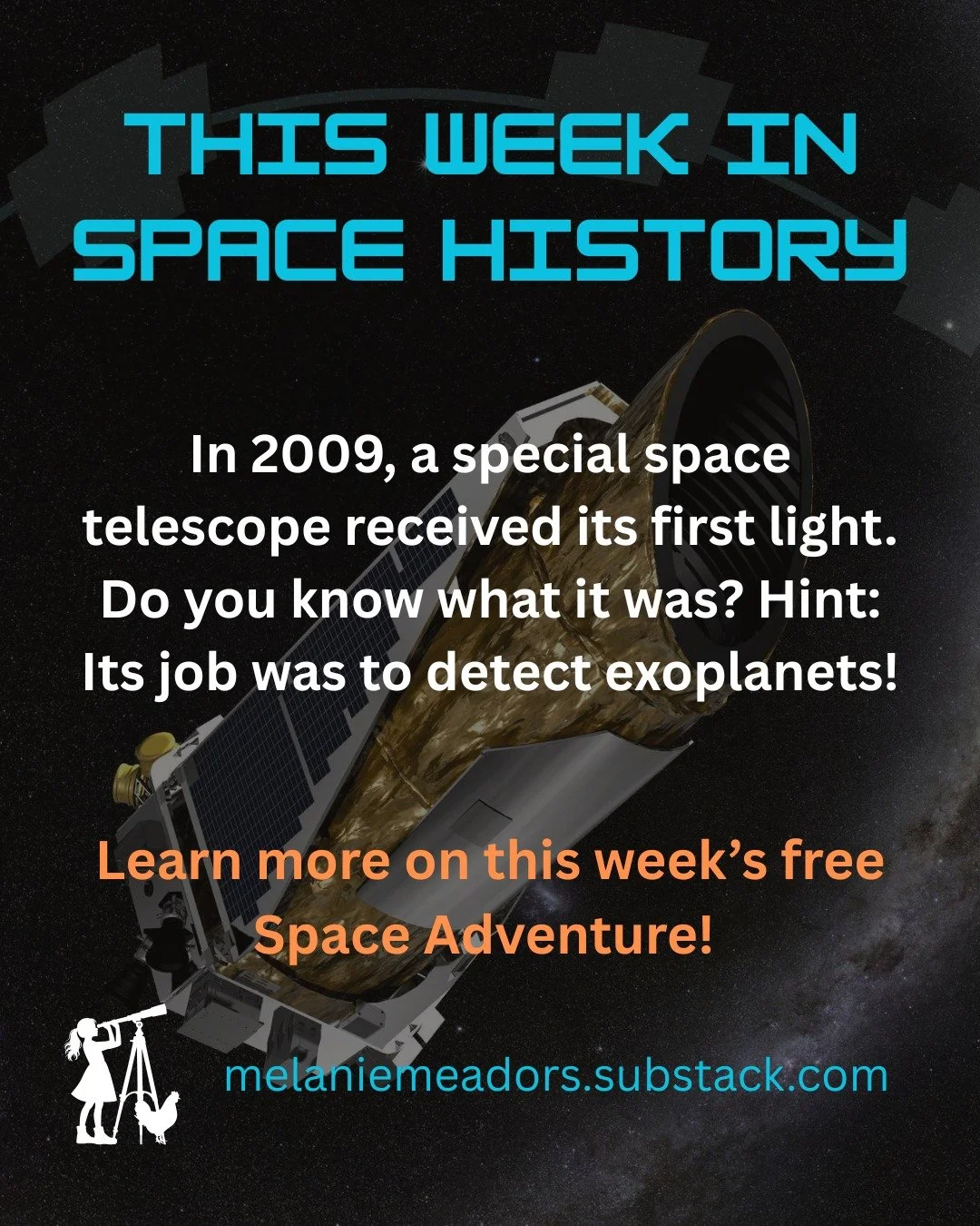 Learn about a special telescope that helped us in the hunt for exoplanets in my free newsletter this week! https://melaniemeadors.substack.com/p/space-for-the-rest-of-us-april-7