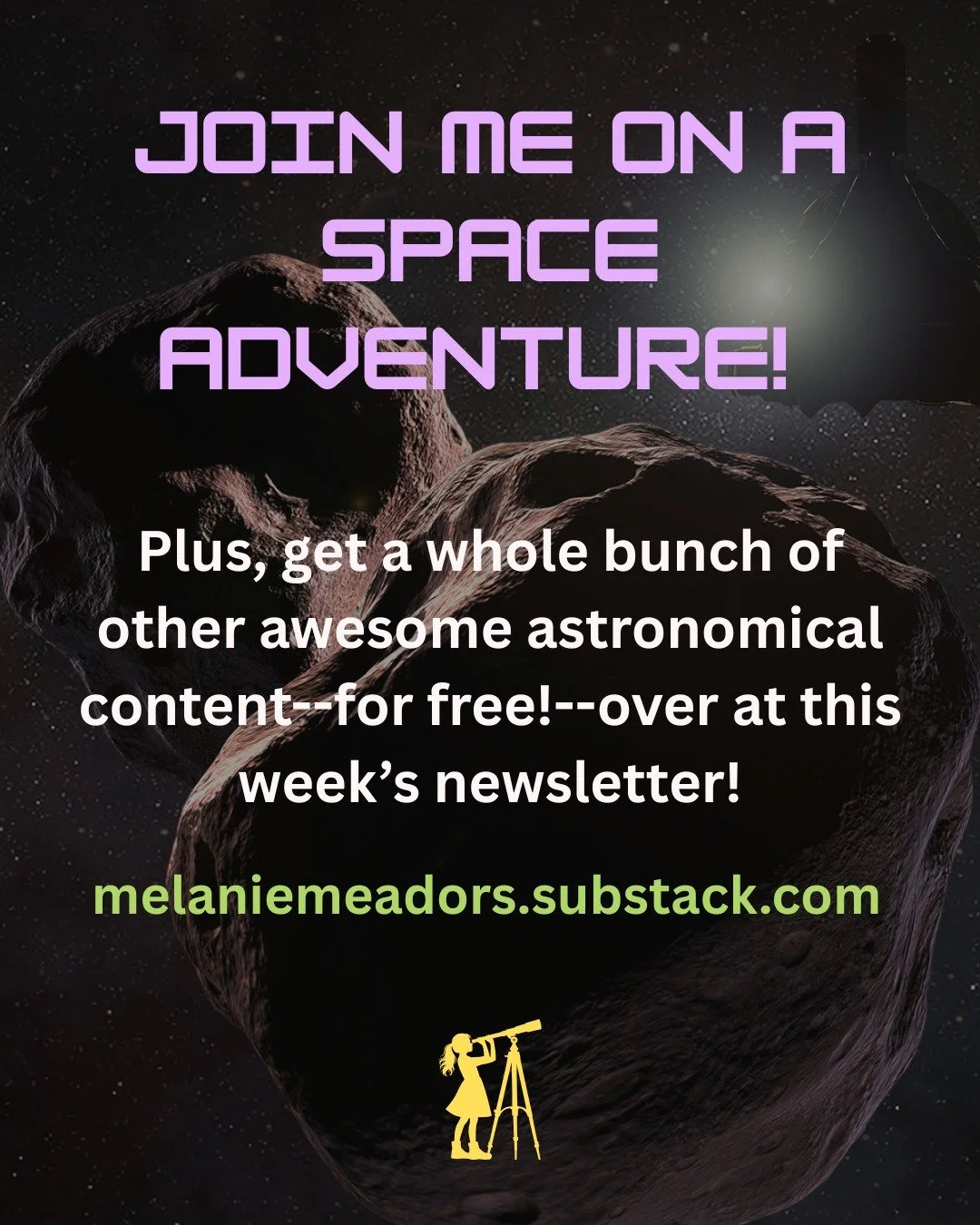 This week&rsquo;s science adventure, part of my free weekly newsletter, takes us to part of the farthest reaches of the solar system, though definitely not the farthest. Learn more! https://melaniemeadors.substack.com/p/space-for-the-rest-of-us-april