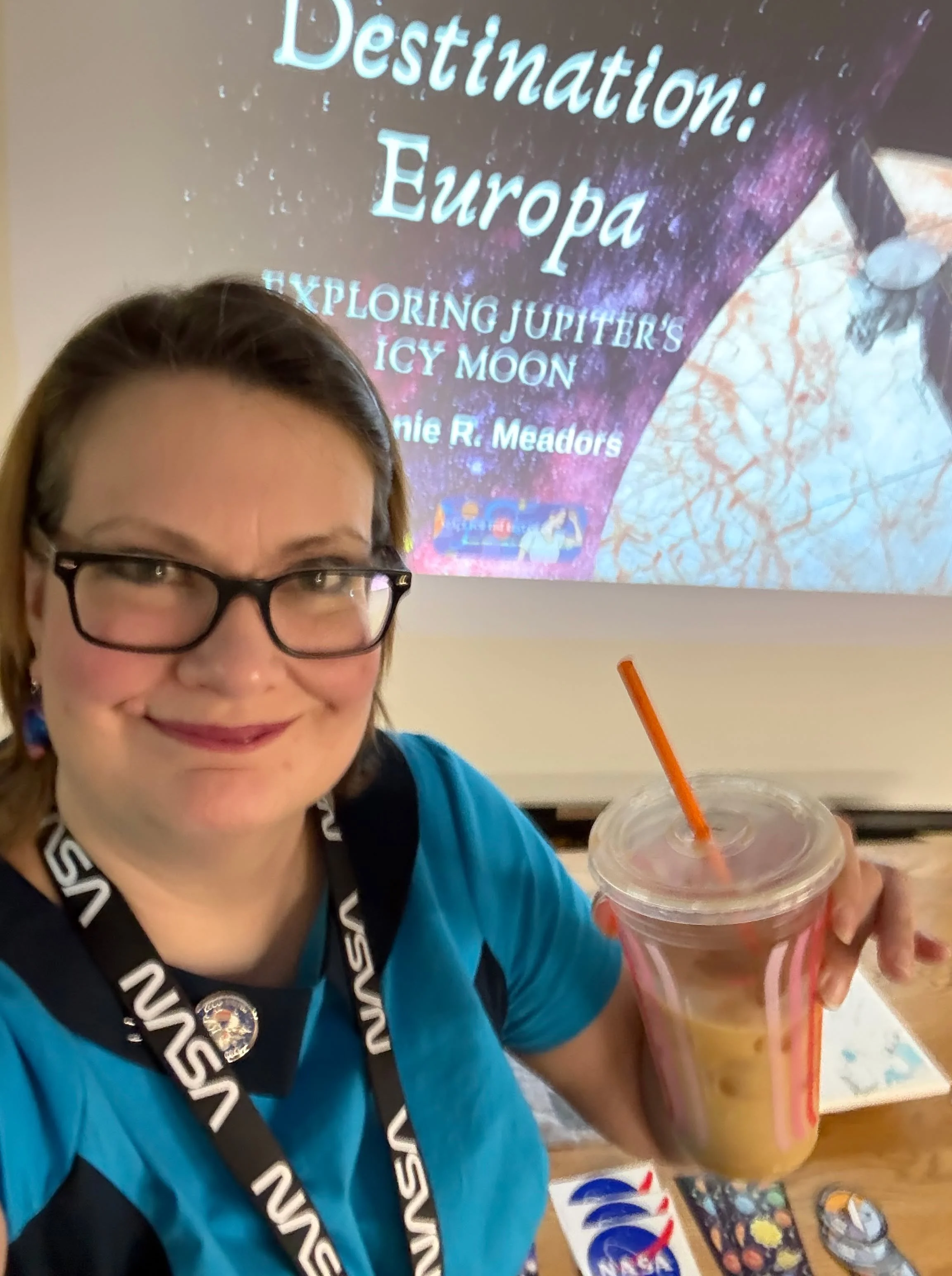 Astronomy runs on @dunkin! Had a great talk at the @hastonfreepubliclibrary this evening! Lots of great questions, an engaged audience, and we had fun! #nasa #nasassa #europaclipper #space #sciencecommunication