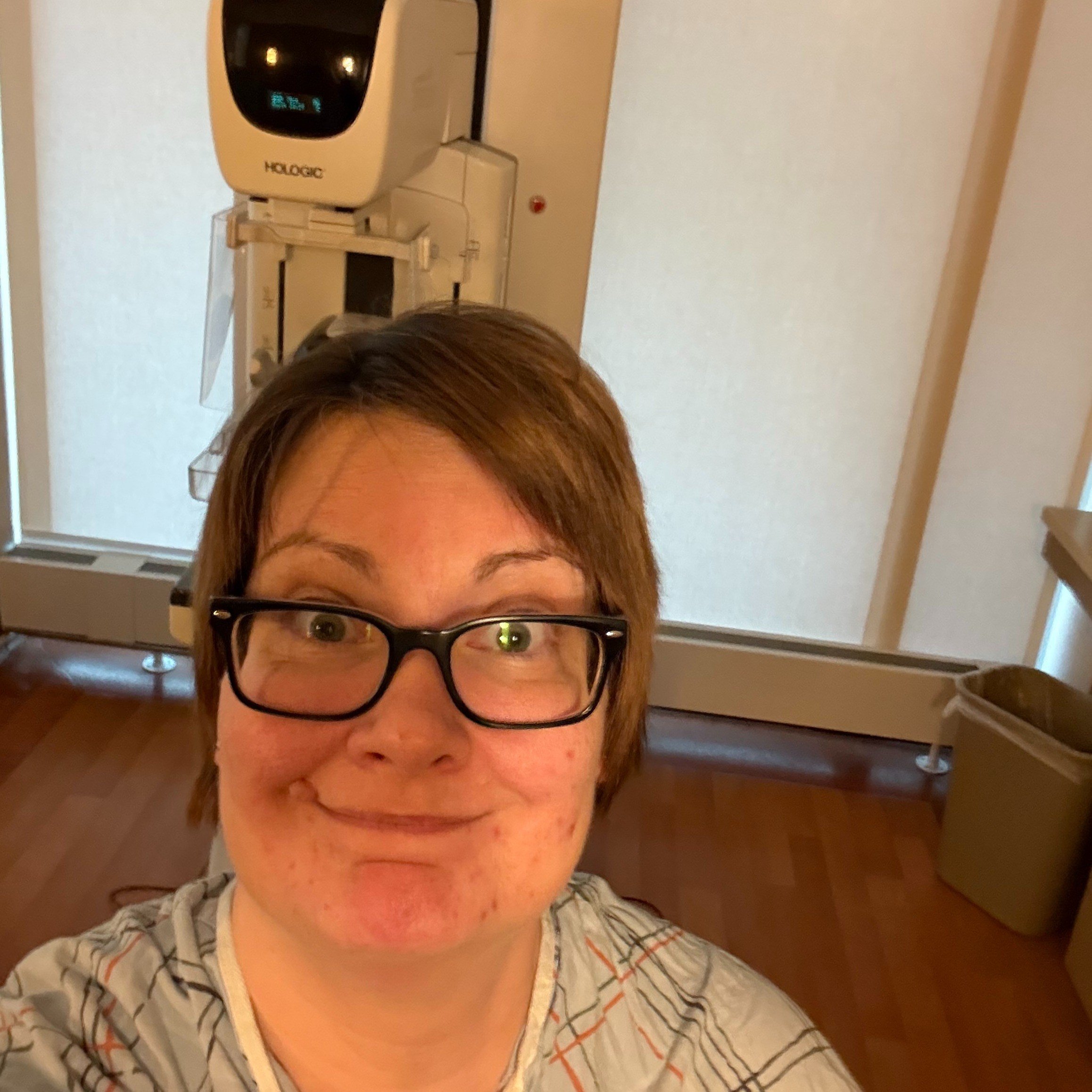 Today was The Annual Squishening. Go get yours done! It just takes a few minutes, and sure, it's uncomfortable, but not THAT uncomfortable, and it's over before you know it. #mammogram