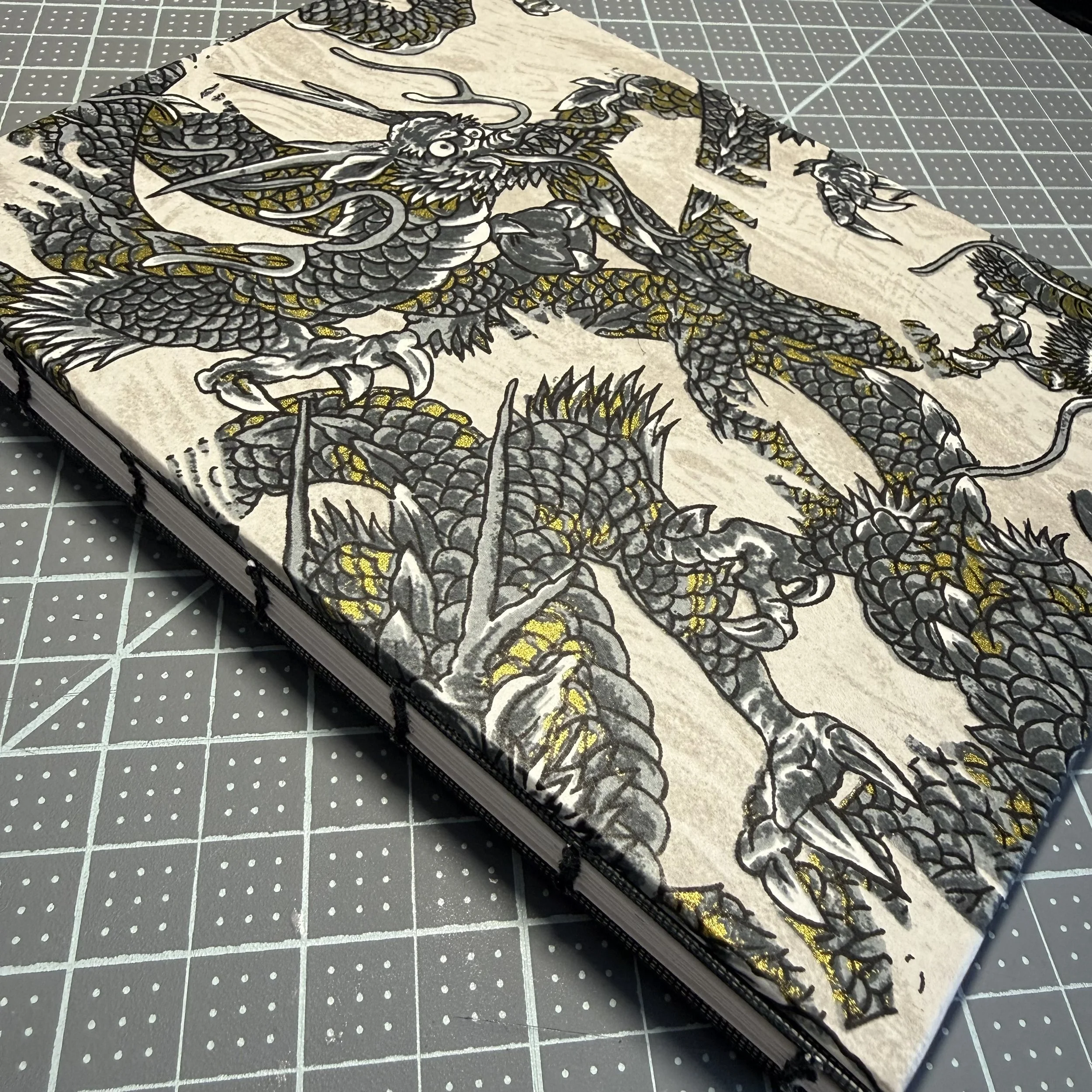 Hardcover Hand-bound Journal with Exposed Binding and Dot Grid Pages