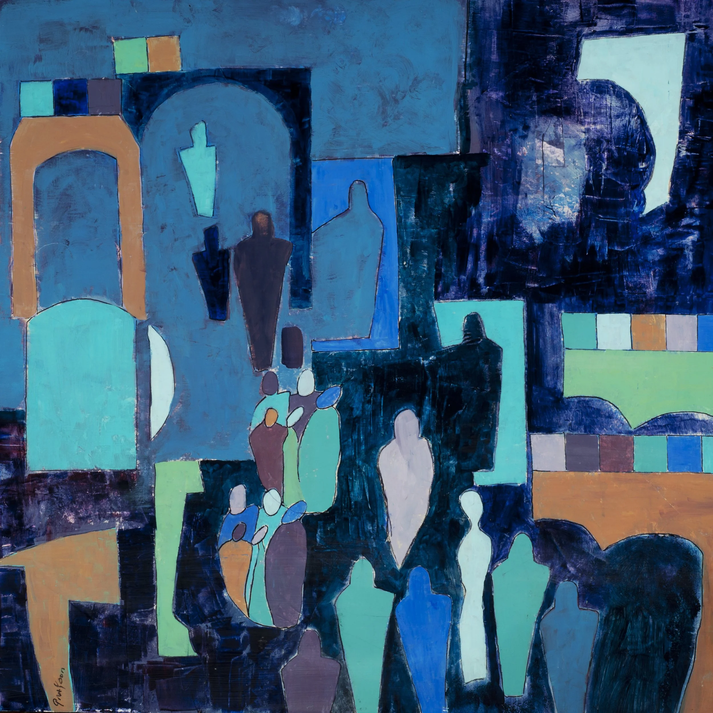 The Market Place at Limoges
Acrylic on wooden cradle panel; 36" x 36"