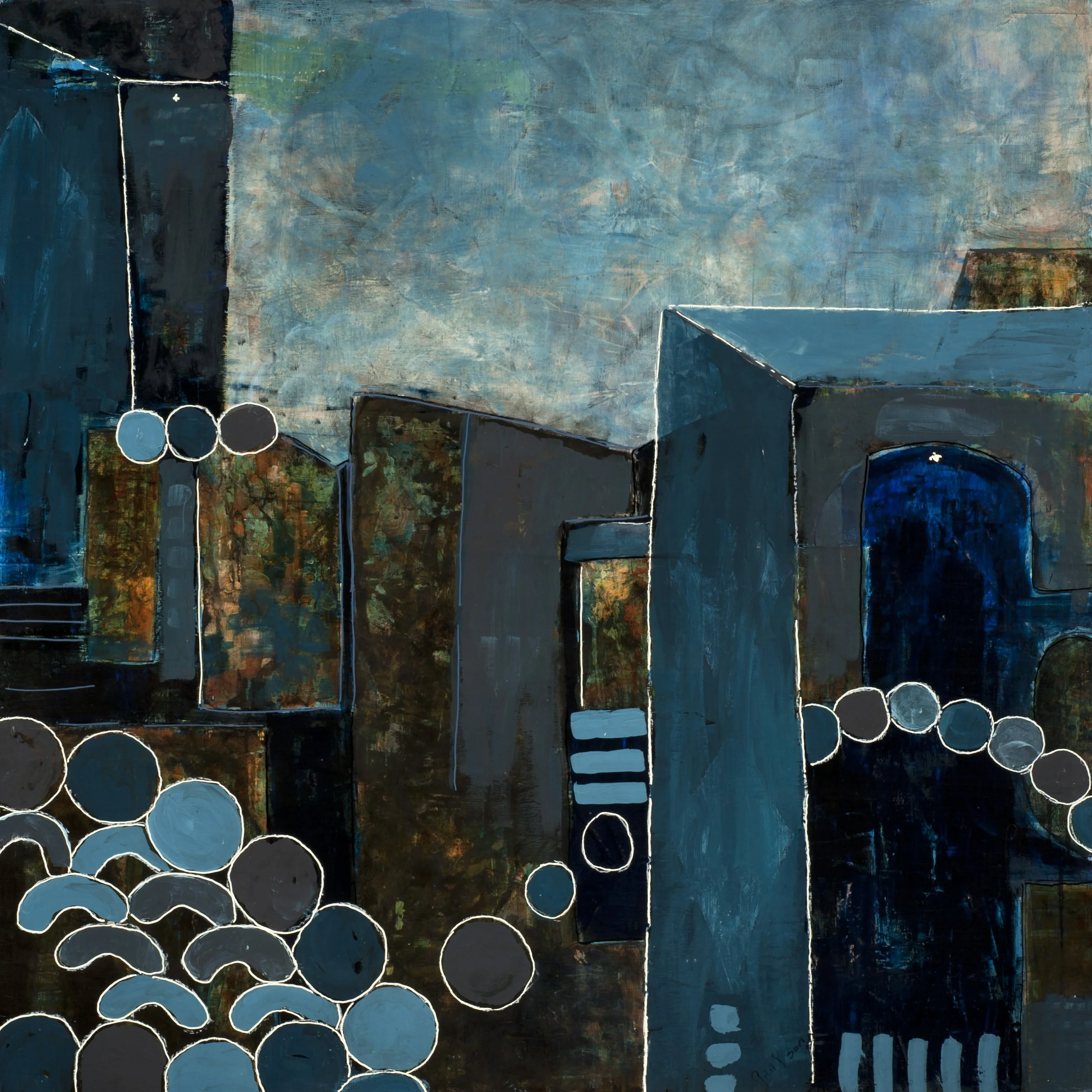 Catacombae: Sepulchrum Romanuim
Acrylic, crayon and ink on wooden cradle panel; 36" x 36"