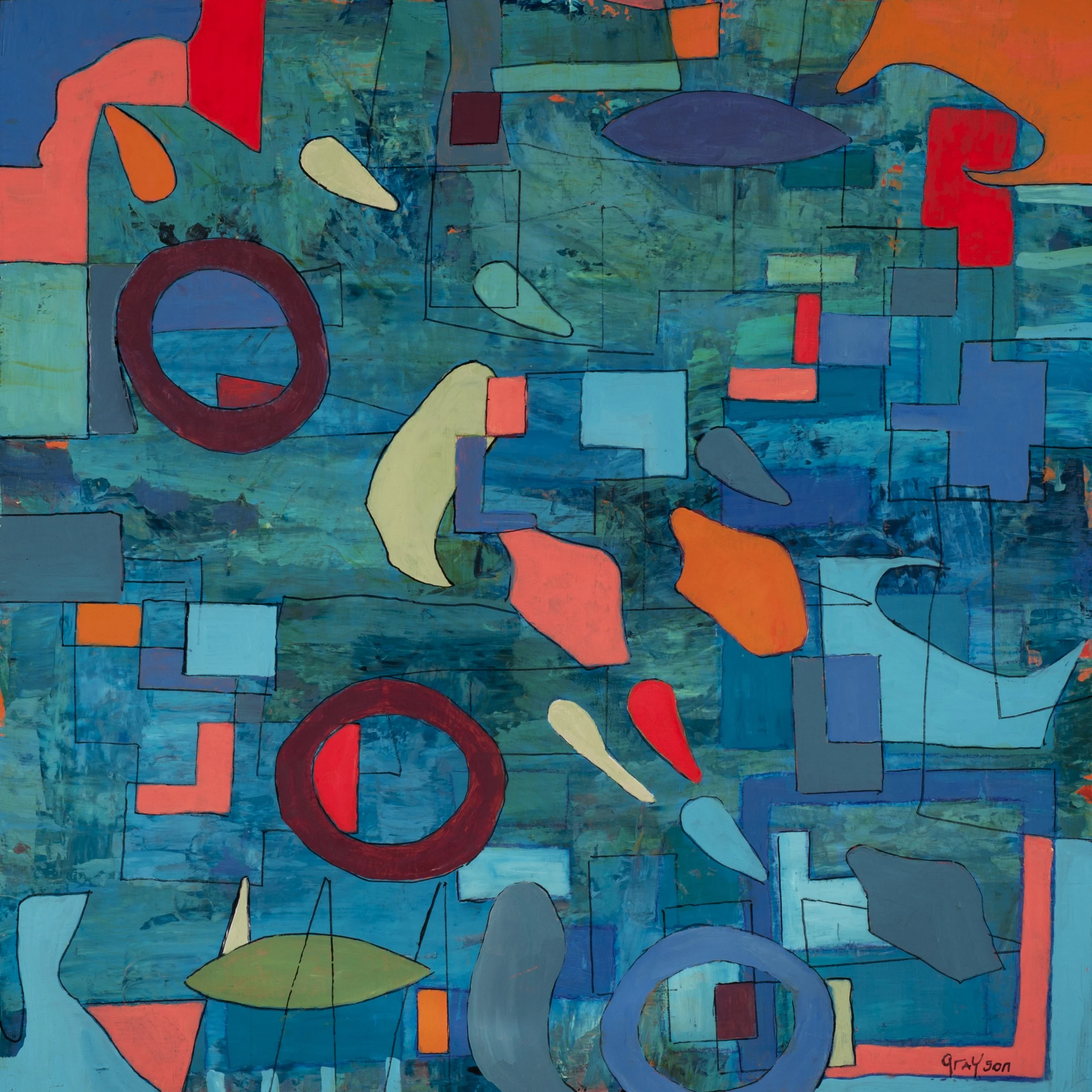 Promenade II
Acrylic on wooden cradle panel; 30" x 30"