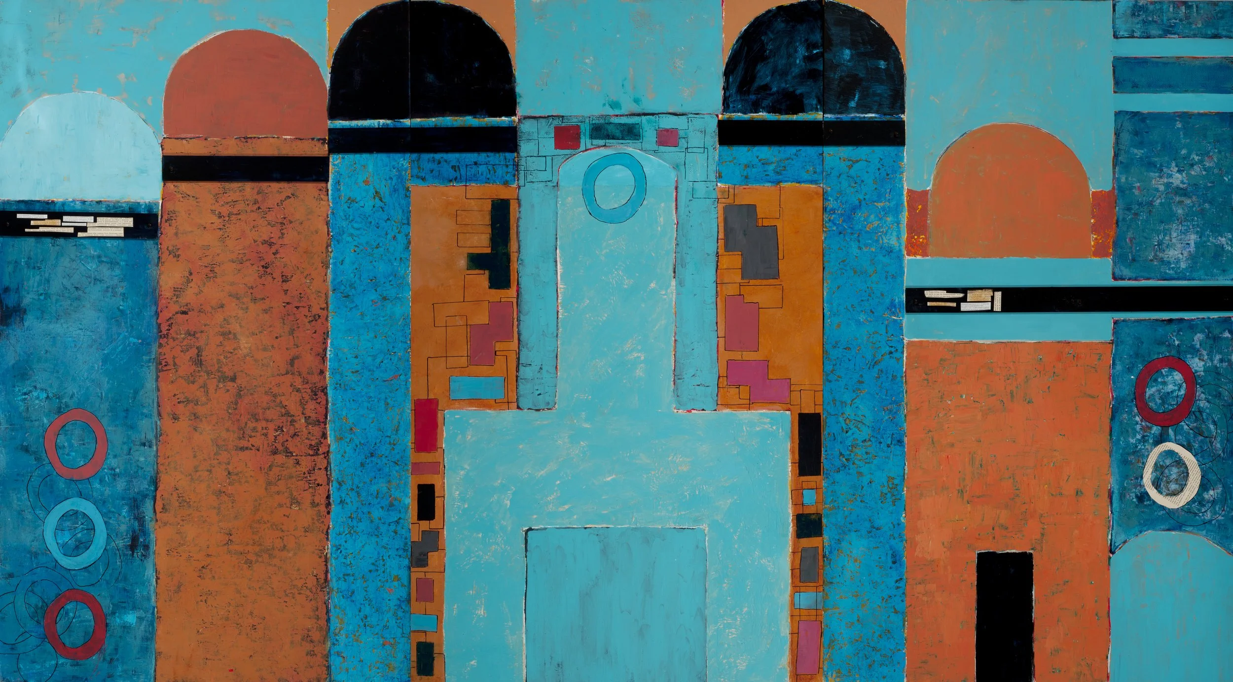 The Great Gate of Kiev
Trtiptych; Acrylic on wooden cradle panels; Each piece is 60-" x 30"