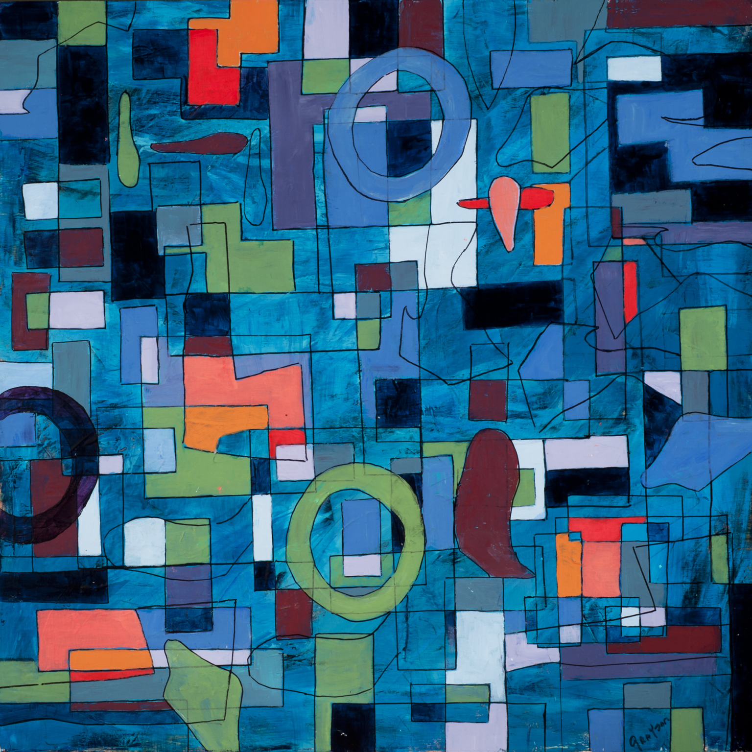 Promenade III
Acrylic on wooden cradle panel; 30" x 30"