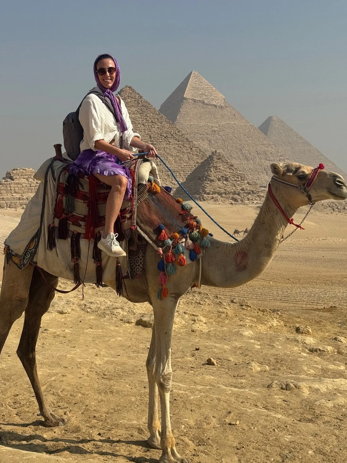 Pyramids of Giza! 

A magical day with my camel, Cinnamon 🐫