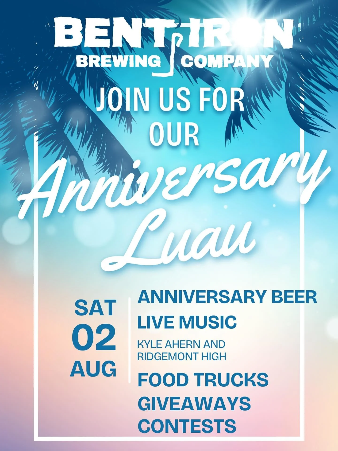 Join us this Saturday, August 2nd for our 𝟏𝐬𝐭 𝐀𝐧𝐧𝐢𝐯𝐞𝐫𝐬𝐚𝐫𝐲 𝐋𝐮𝐚𝐮 celebration @bentironbrewing! 🍺 🎉 🌺 

🍺 𝐋𝐢𝐦𝐢𝐭𝐞𝐝 𝐄𝐝𝐢𝐭𝐢𝐨𝐧 𝐀𝐧𝐧𝐢𝐯𝐞𝐫𝐬𝐚𝐫𝐲 𝐁𝐞𝐞𝐫 : Brain Grenade : A 10.5% bold and hazy triple NEIPA delivering