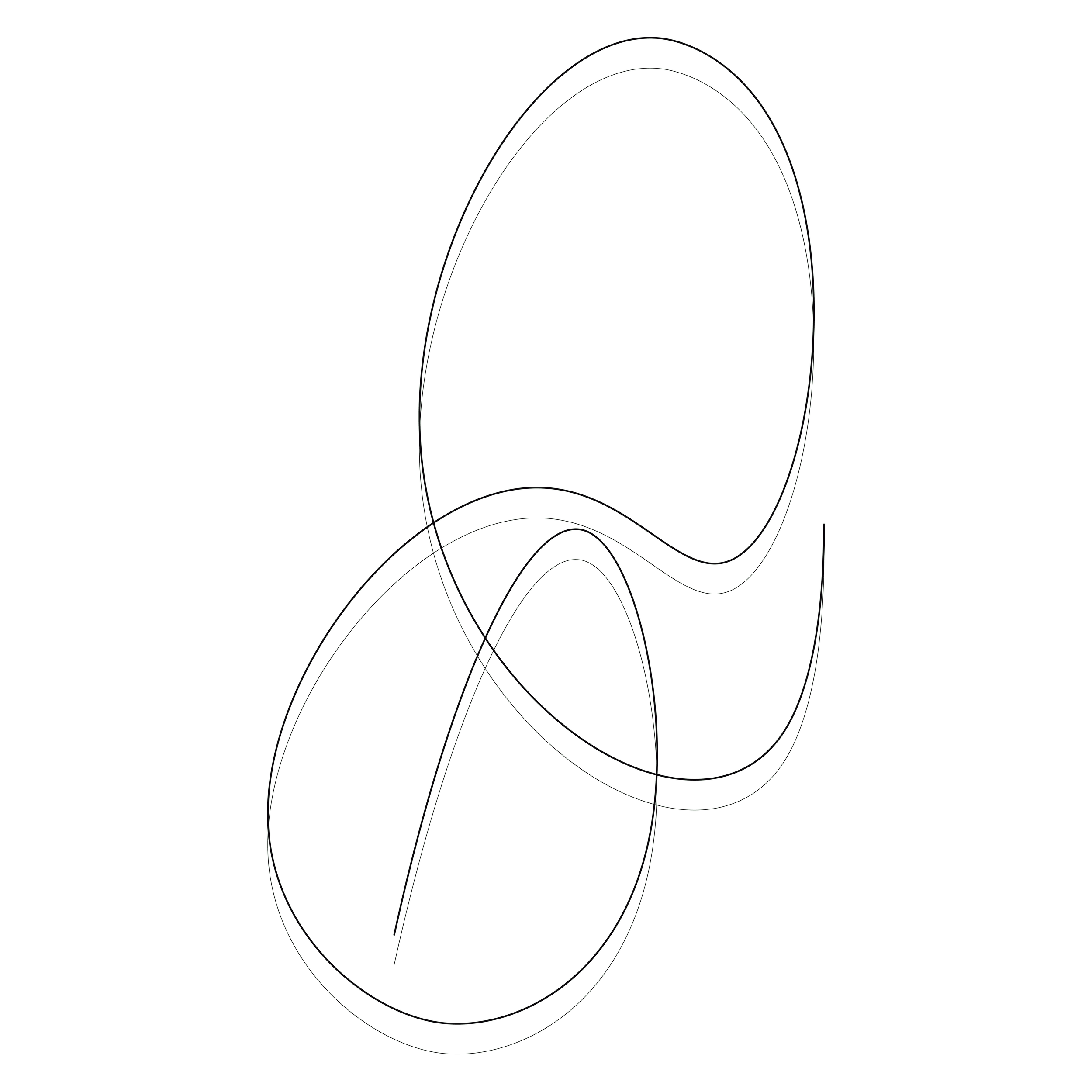 Minimalist abstract line art with overlapping curved loops on a translucent background.