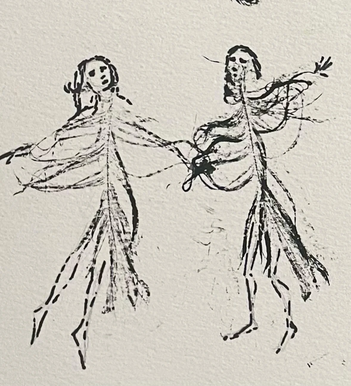 Samples I did of feather monoprinting with some added drawing.