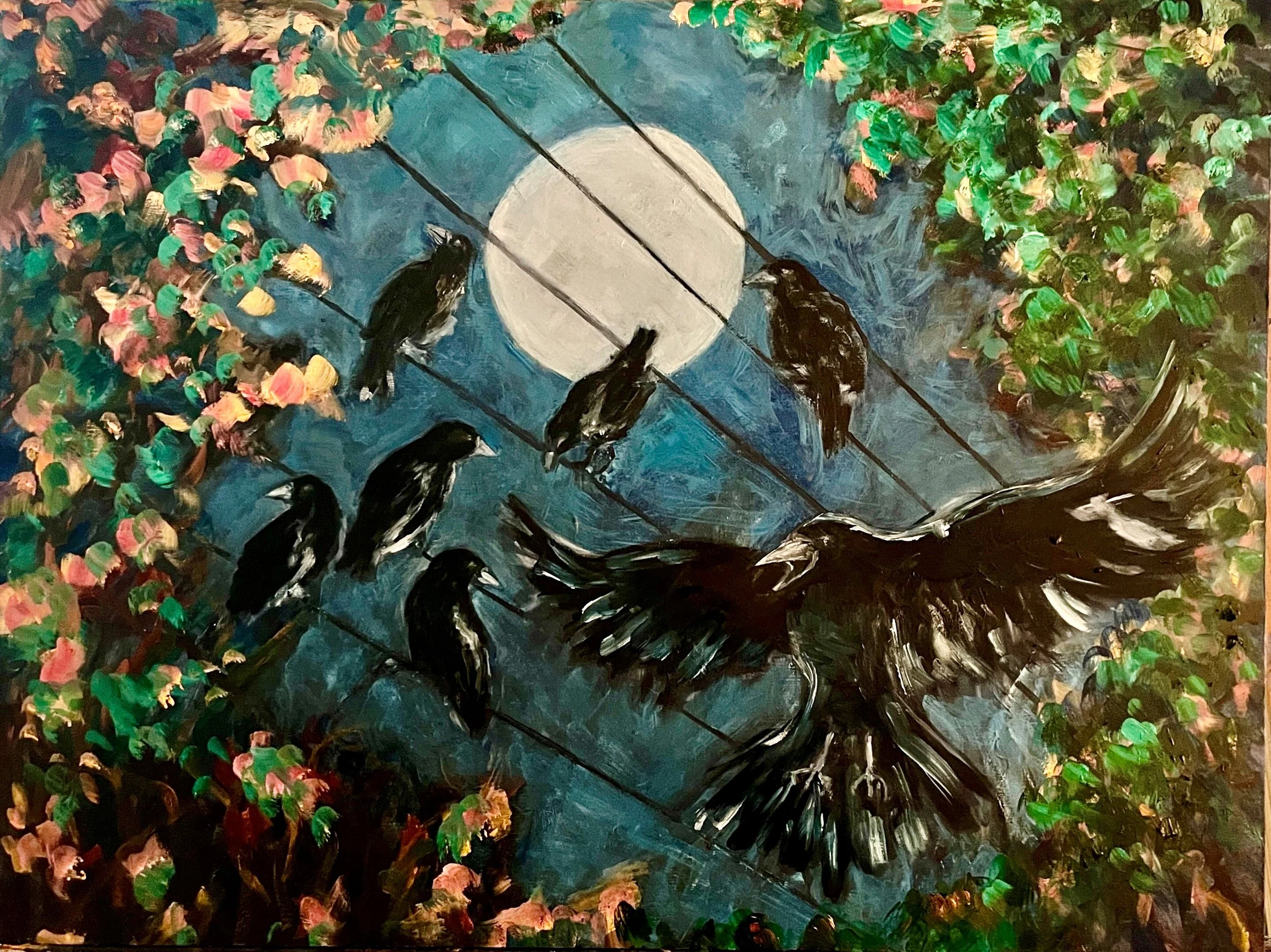 "Roost"
Oil on cradled wooden board. 24"x18"
