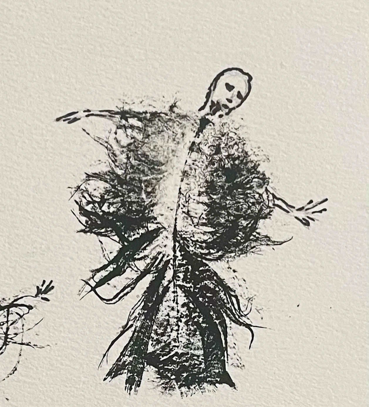 Samples I did of feather monoprinting with some added drawing.