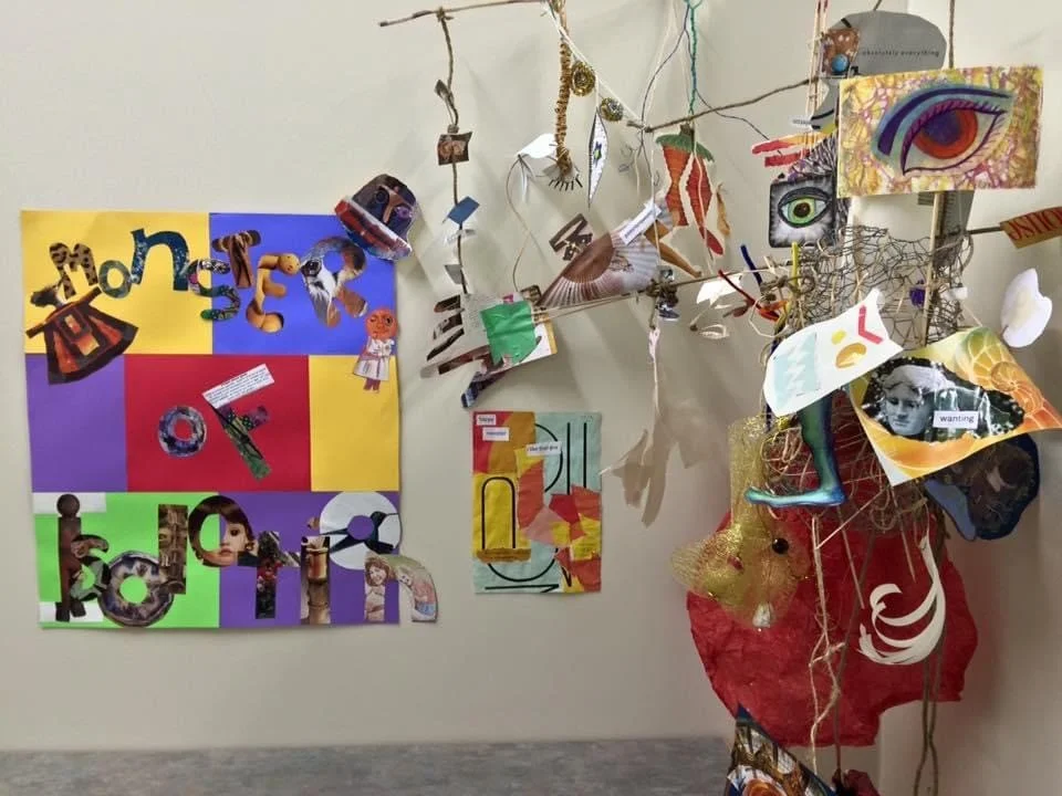 Collaboration with Art for Impact for "Communities of Isolation", an interactive multimedia art event. People contributed to our collage sculpture, "The Monster of Isolation".