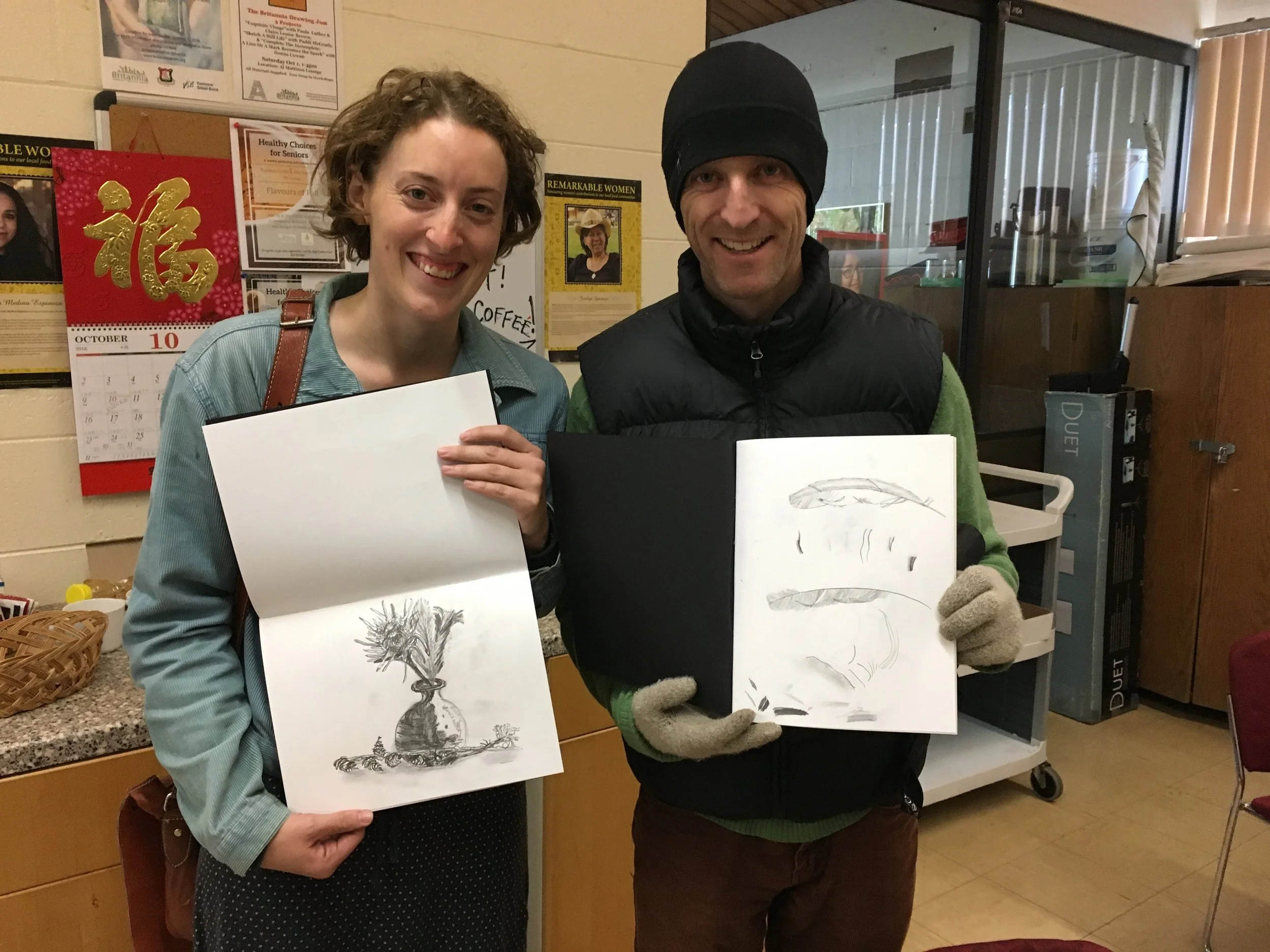 Sketching all ages workshop at Britannia Community Centre.