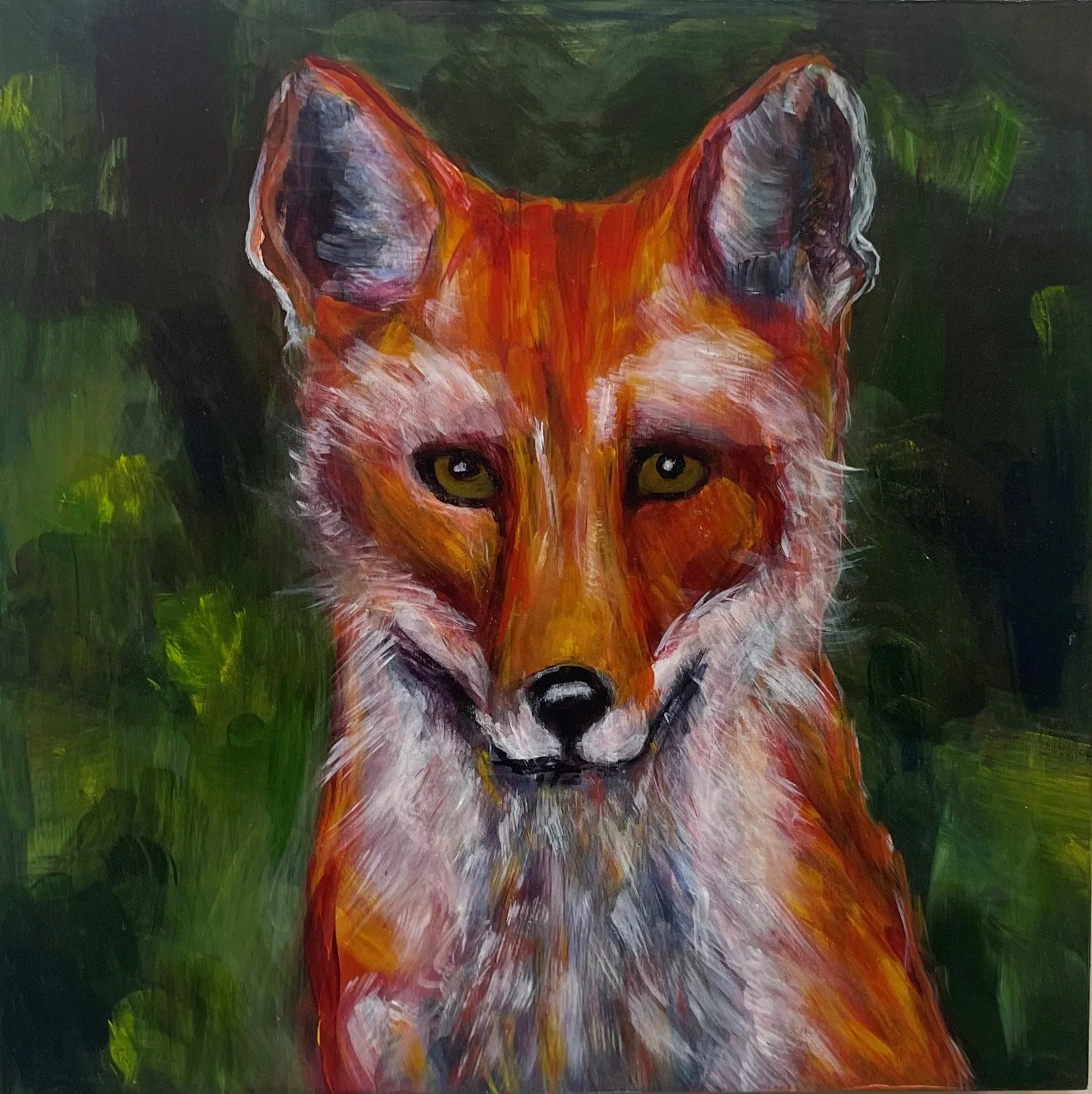 "Stefy's Fox"
Acrylic on cradled wooden panel. 10"x10"