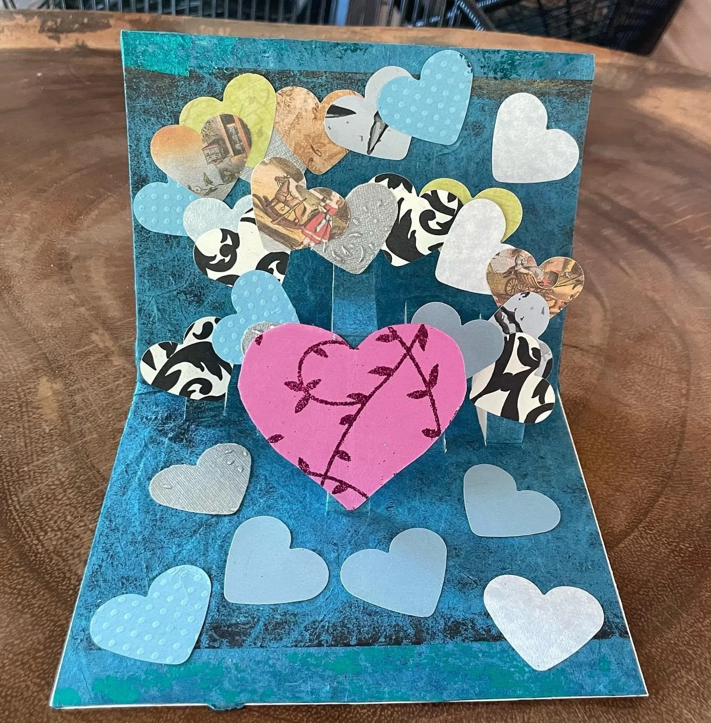 Pop up sample card for a Valentine's Day workshop for teenagers at Tommy Douglas Library, Burnaby.