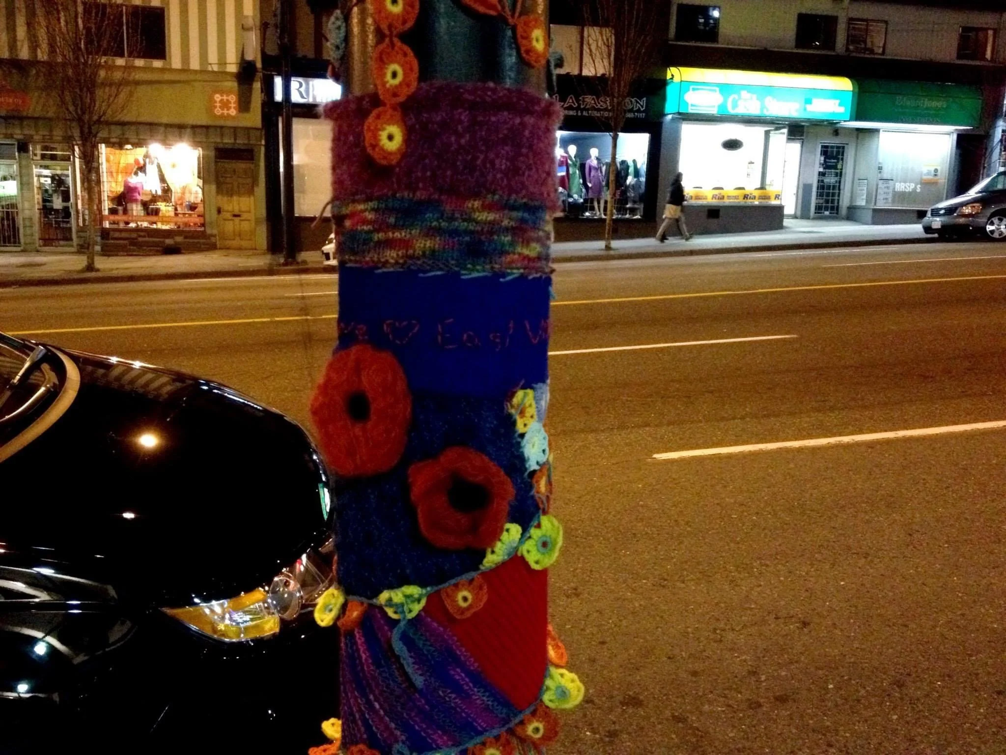 Yarn Bombing on Hastings Street.
