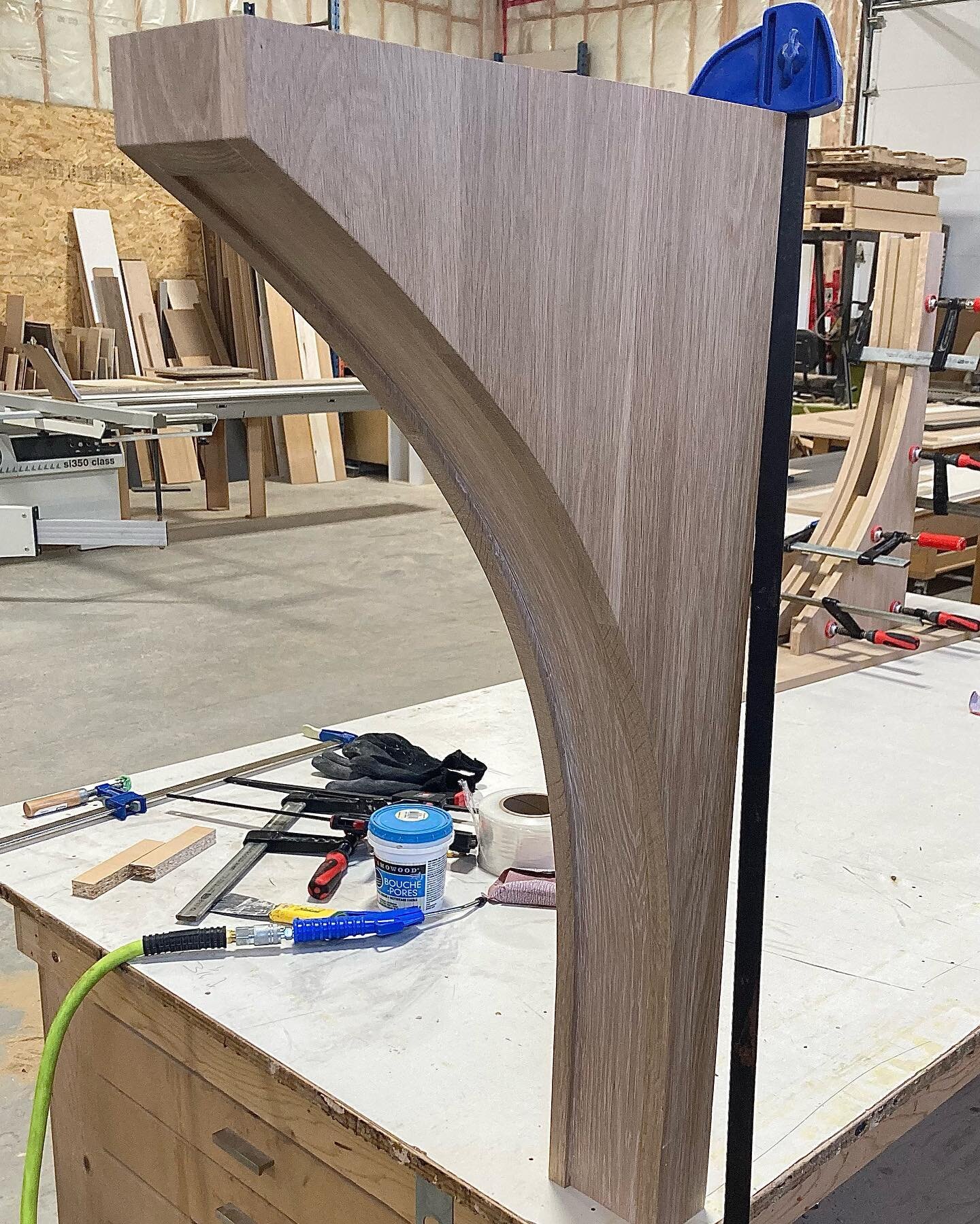 A little behind the scenes look at making these rift cut white oak hood corbels #custommade #kitchendesign #handmade #whiteoak #muskoka #muskokalife