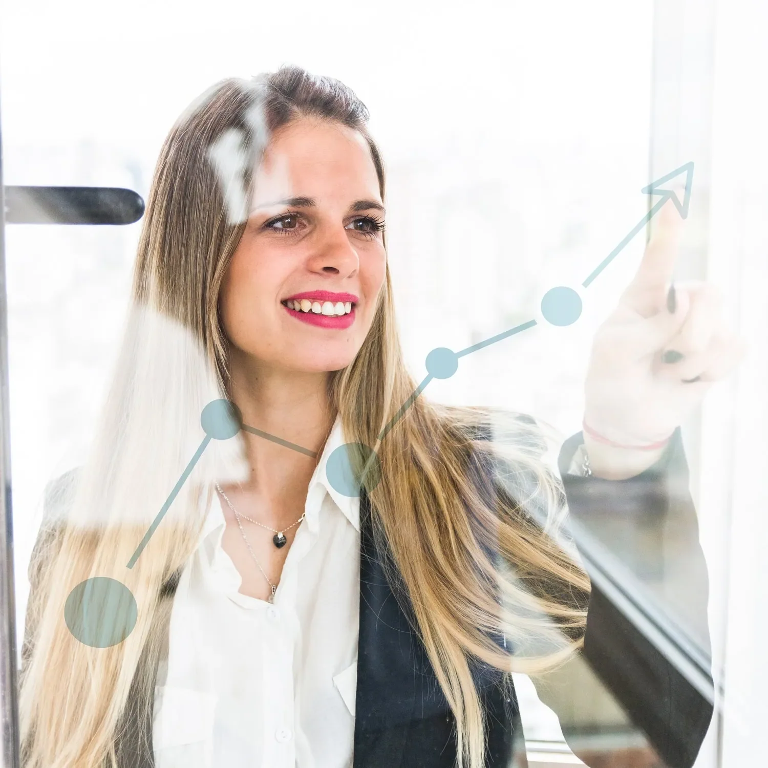 woman discussing business performance chart during growth planning