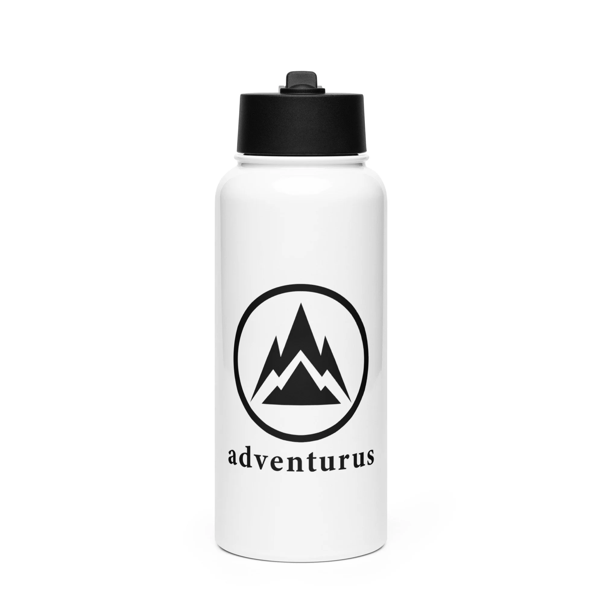 Stainless steel water bottle with a straw lid