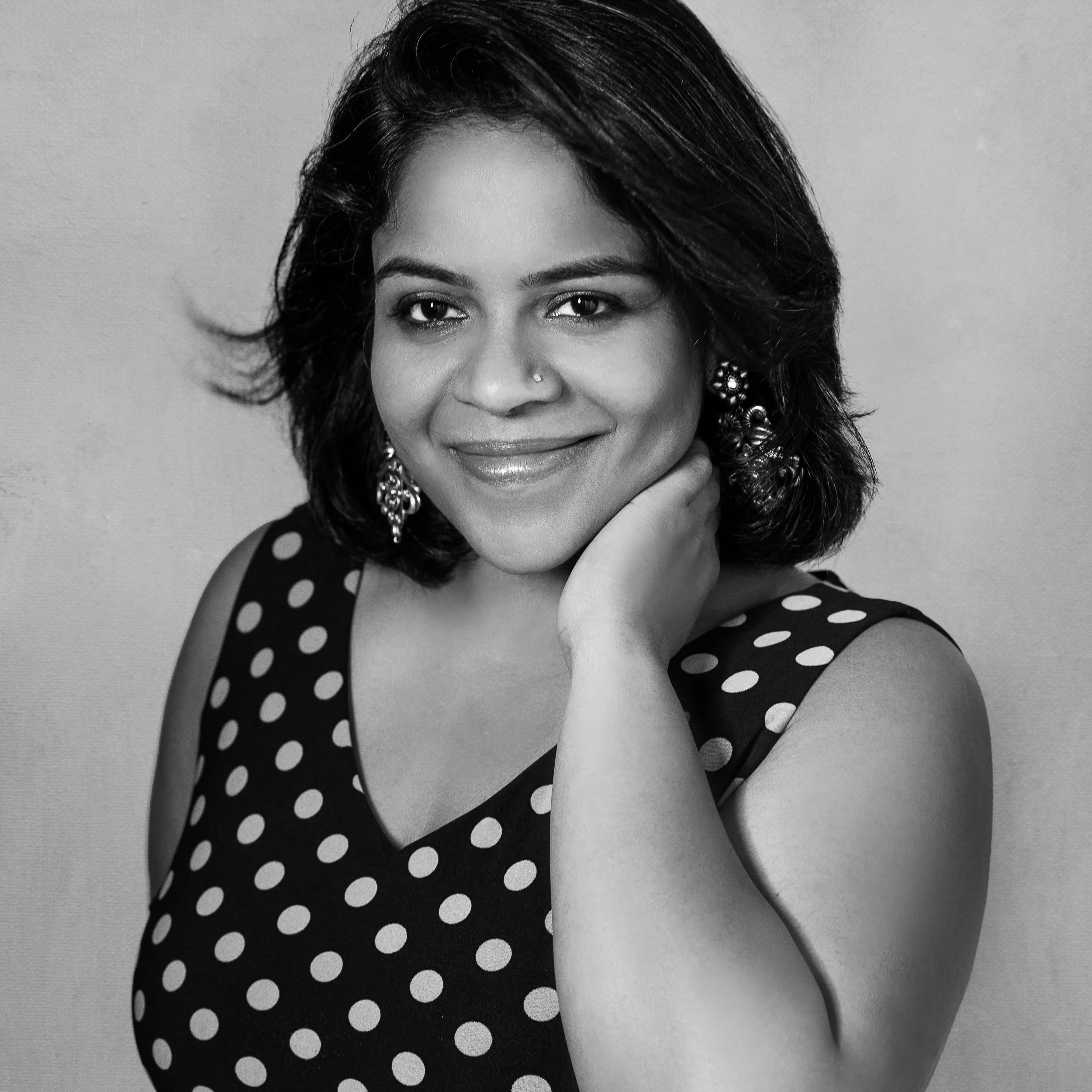 indian woman in a polka dot dress - portrait playdate