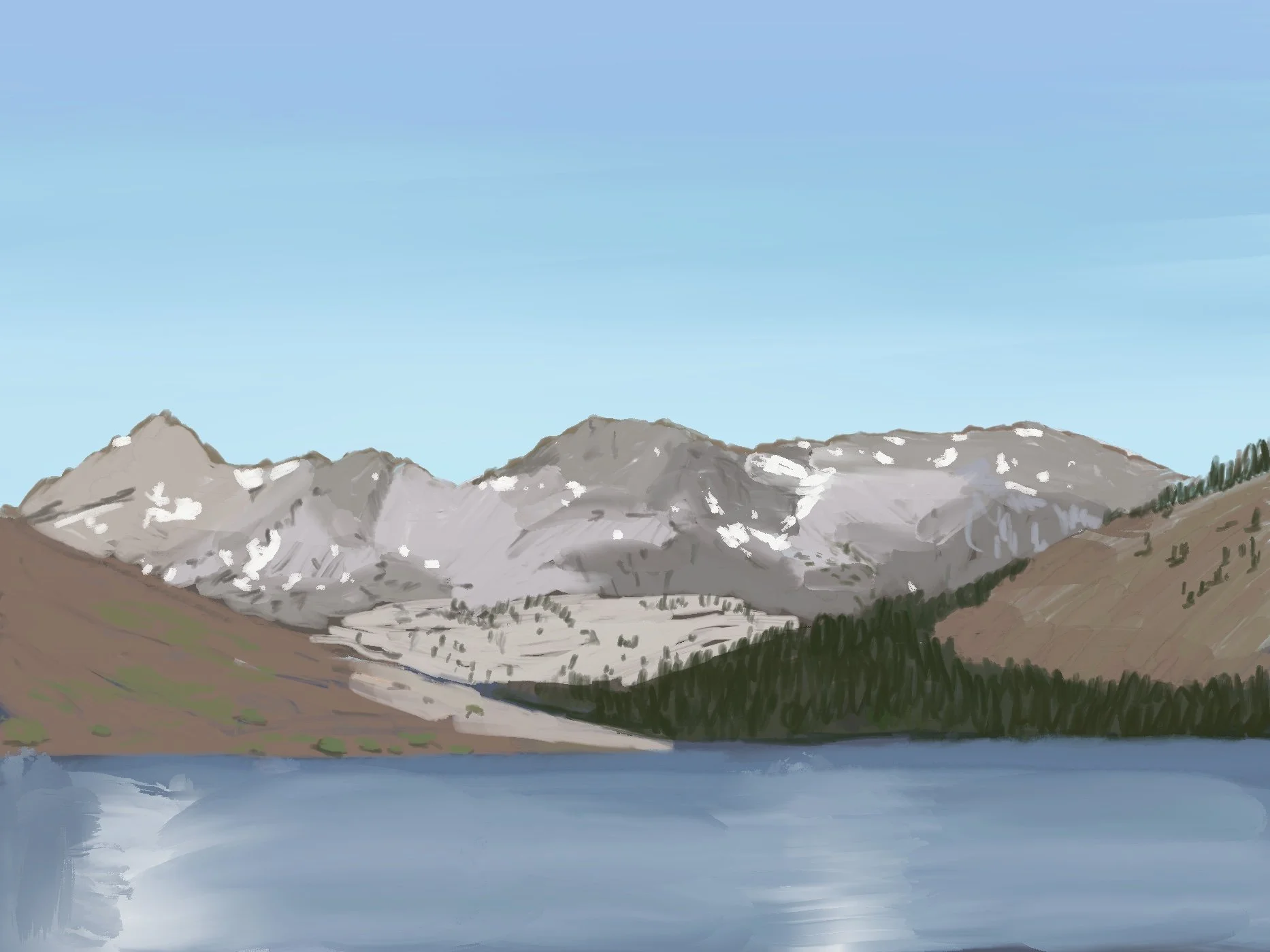 Saddlebag Lake  
Digital painting, 
2025