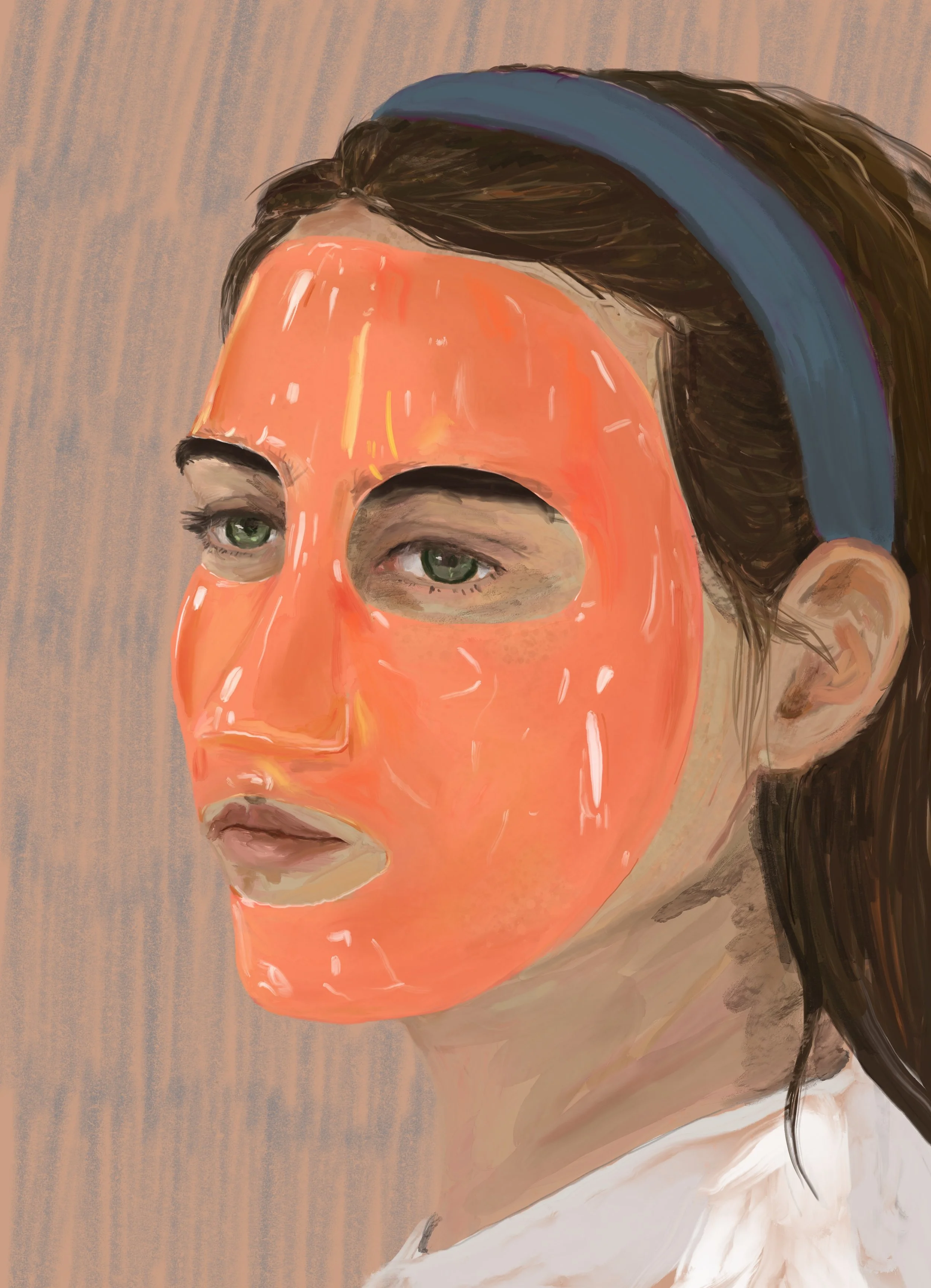 I Got Tricked Into Buying This Mask, It Did Nothing, But I Was In Emotional Turmoil 
Digital painting,
2022