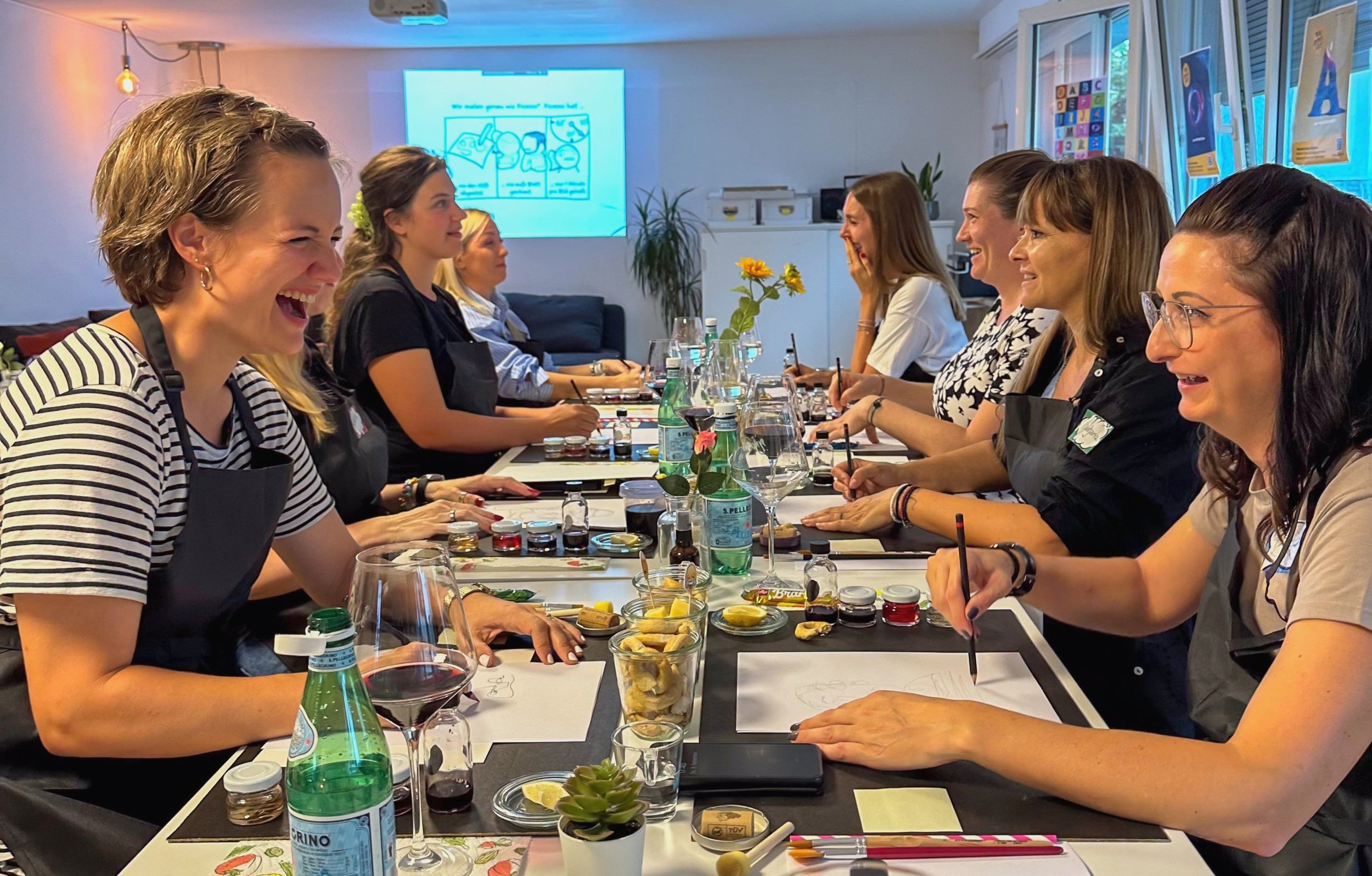 Kreatives Sommerfest für dein Team: Entspannen, Erleben und Verbinden mit Weinmalerei