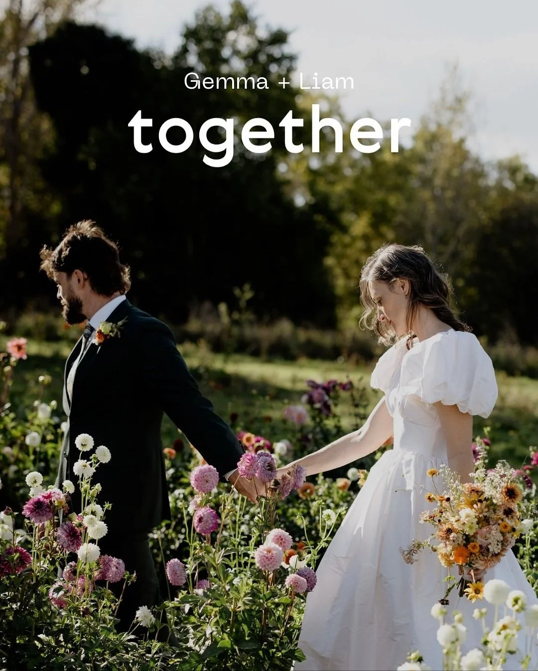 Gemma &amp; Liam, captured amongst the dahlia rows at their private countryside family property. What a joy to see them featured in Together Journal this week 💛

Photography @brijanacatoweddings
Florals / Planner @whererosemarygrows
Wedding Coordina