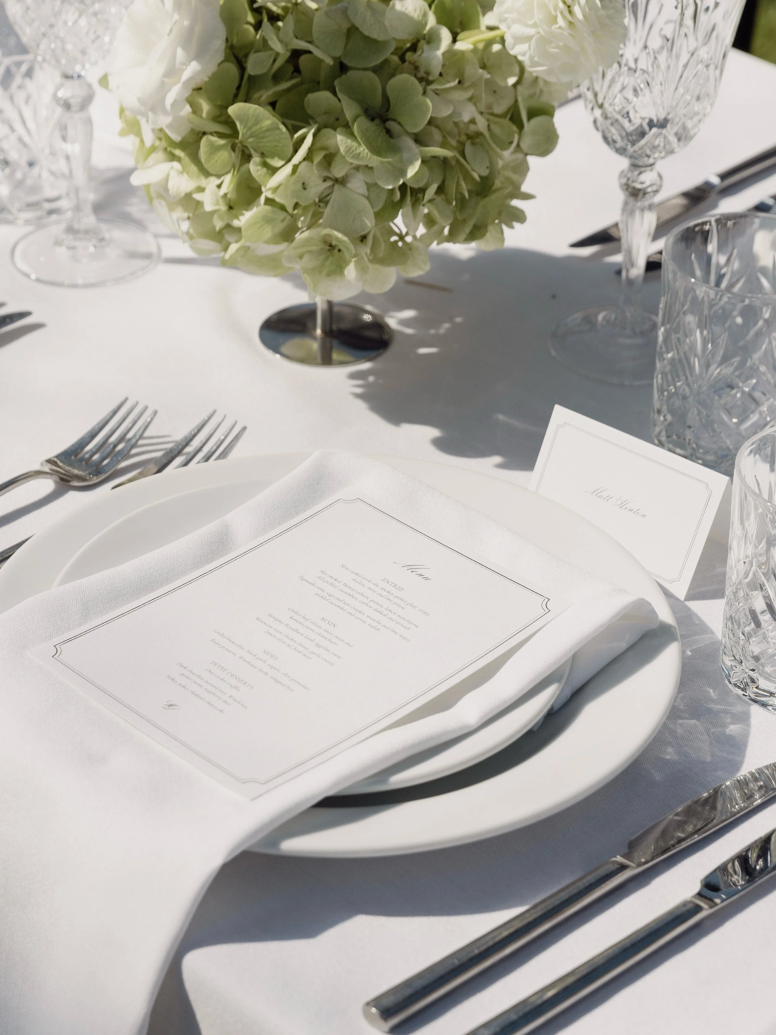 Menu cards and tent-style placecards for Laura &amp; Wills, finished with a custom hand-drawn border, the kind of detail that rewards a second look.

Photographer @sapphirestudios___ 
Bride @laurajaynefield