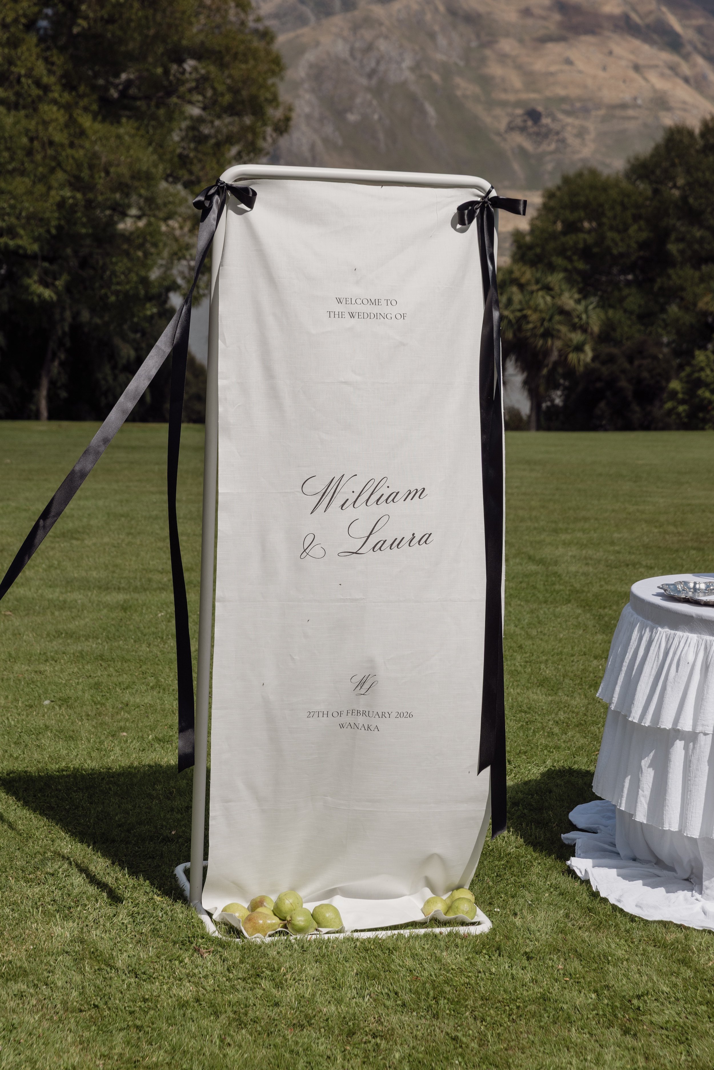 fabric wedding signage new zealand wanaka wedding