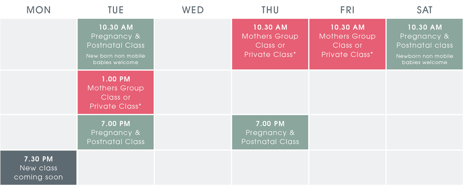 Timetable — Bumps Pilates