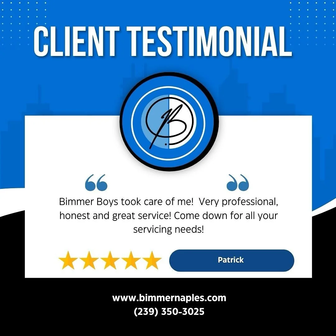 Testimonial Thursday! ⭐️⭐️⭐️⭐️⭐️

Thank you, Patrick, for trusting Bimmer Boys with your Porsche! We pride ourselves on professionalism, honesty, and top-tier service for every customer that walks through our doors.

Whether it&rsquo;s routine mainte