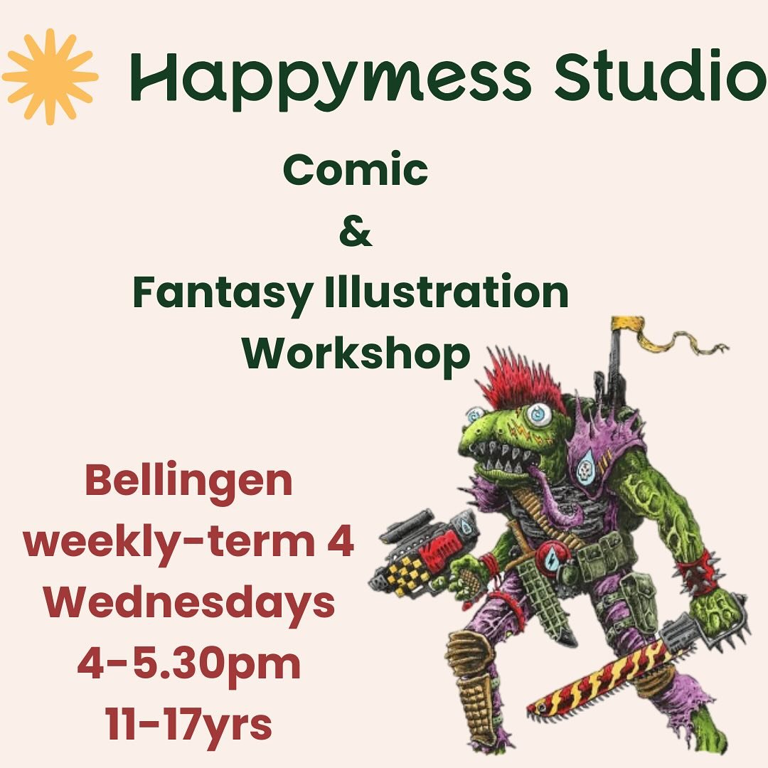 Back for term 4 - this round is sure to be a cracker! Come join @artofnerdgore and Happymess to create some amazing fantasy pieces. Leaning into different modality&rsquo;s and lots of skill building for young artists to find their style - we are supe